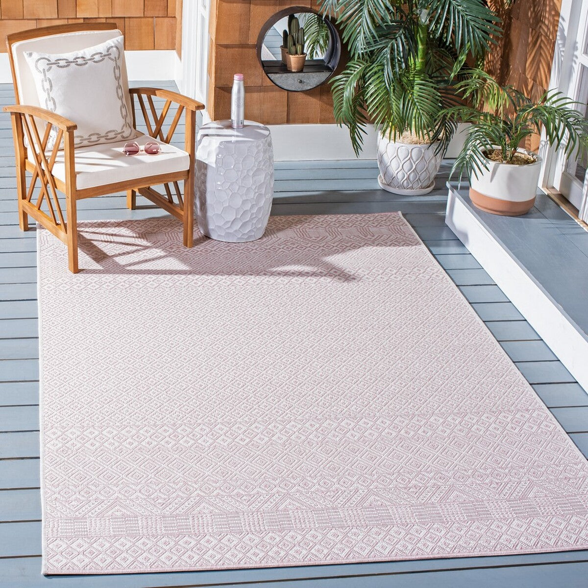  Safavieh Courtyard 8235 Indoor / Outdoor Rug - Aqua / Navy - Bonton