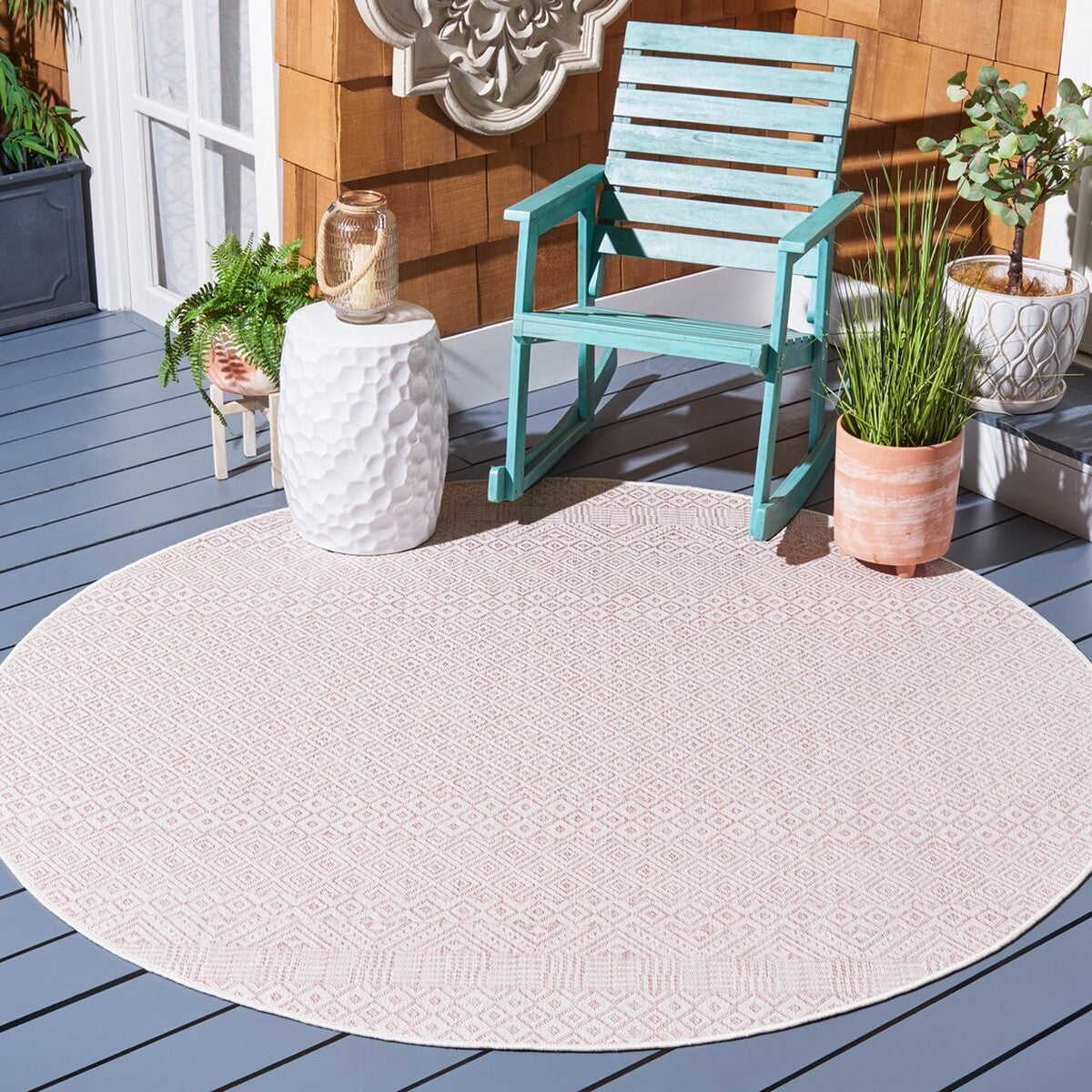  Safavieh Courtyard 8235 Indoor / Outdoor Rug - Aqua / Navy - Bonton