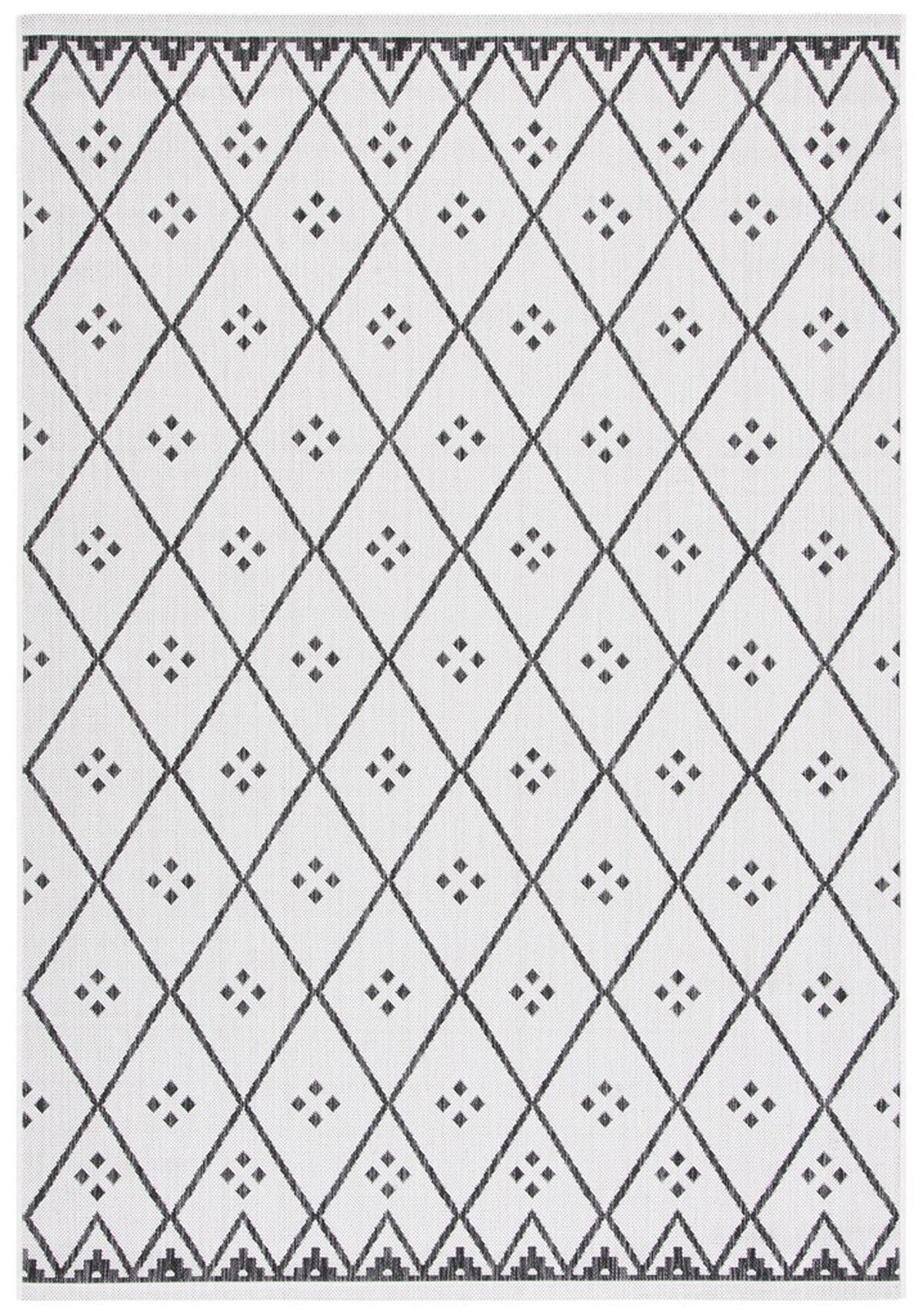  Safavieh Courtyard 8303 Indoor / Outdoor Rug - Black / Ivory - Bonton