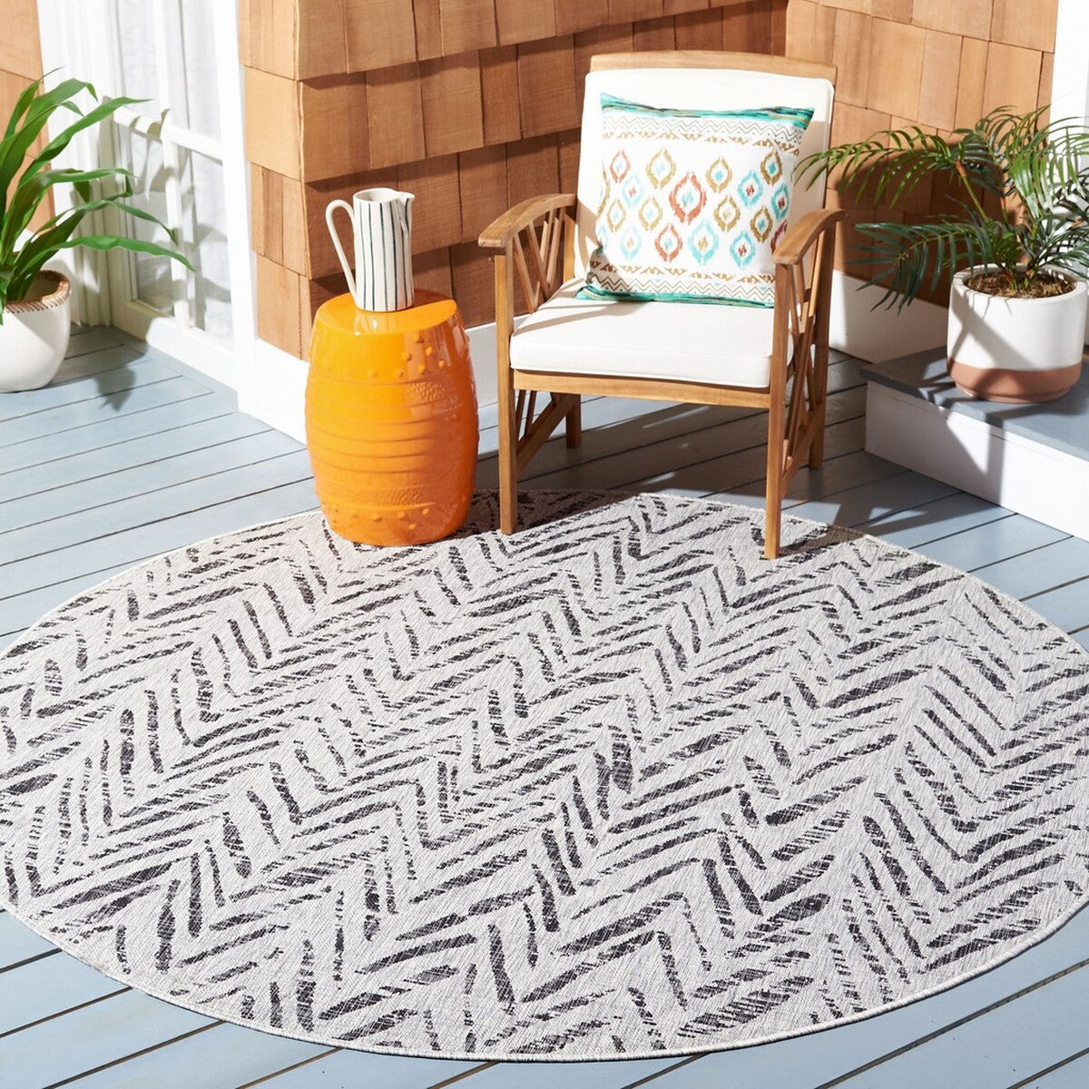  Safavieh Courtyard 8387 Indoor / Outdoor Rug - Grey / Black - Bonton