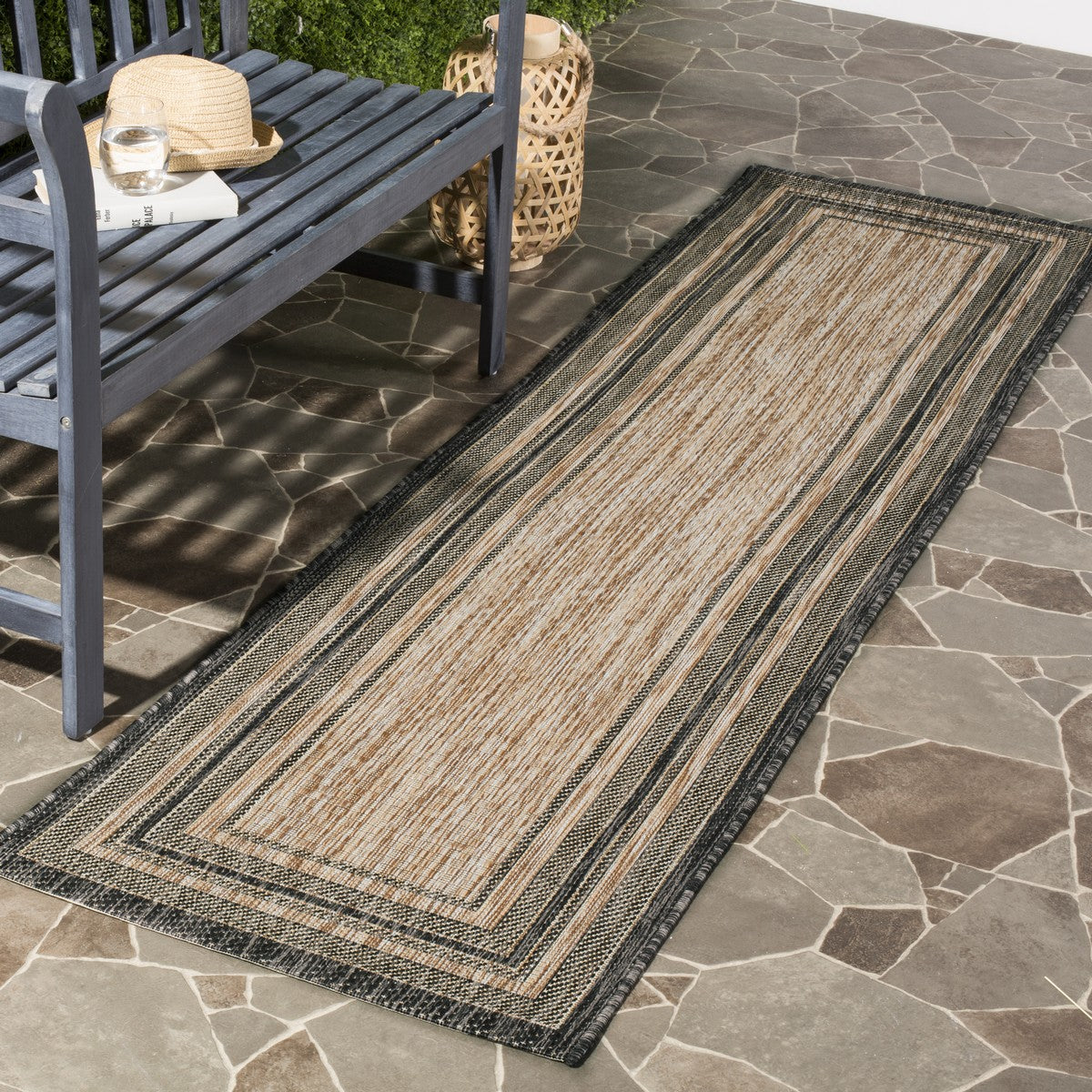  Safavieh Courtyard 8475 Indoor / Outdoor Rug - Ivory / Teal - Bonton