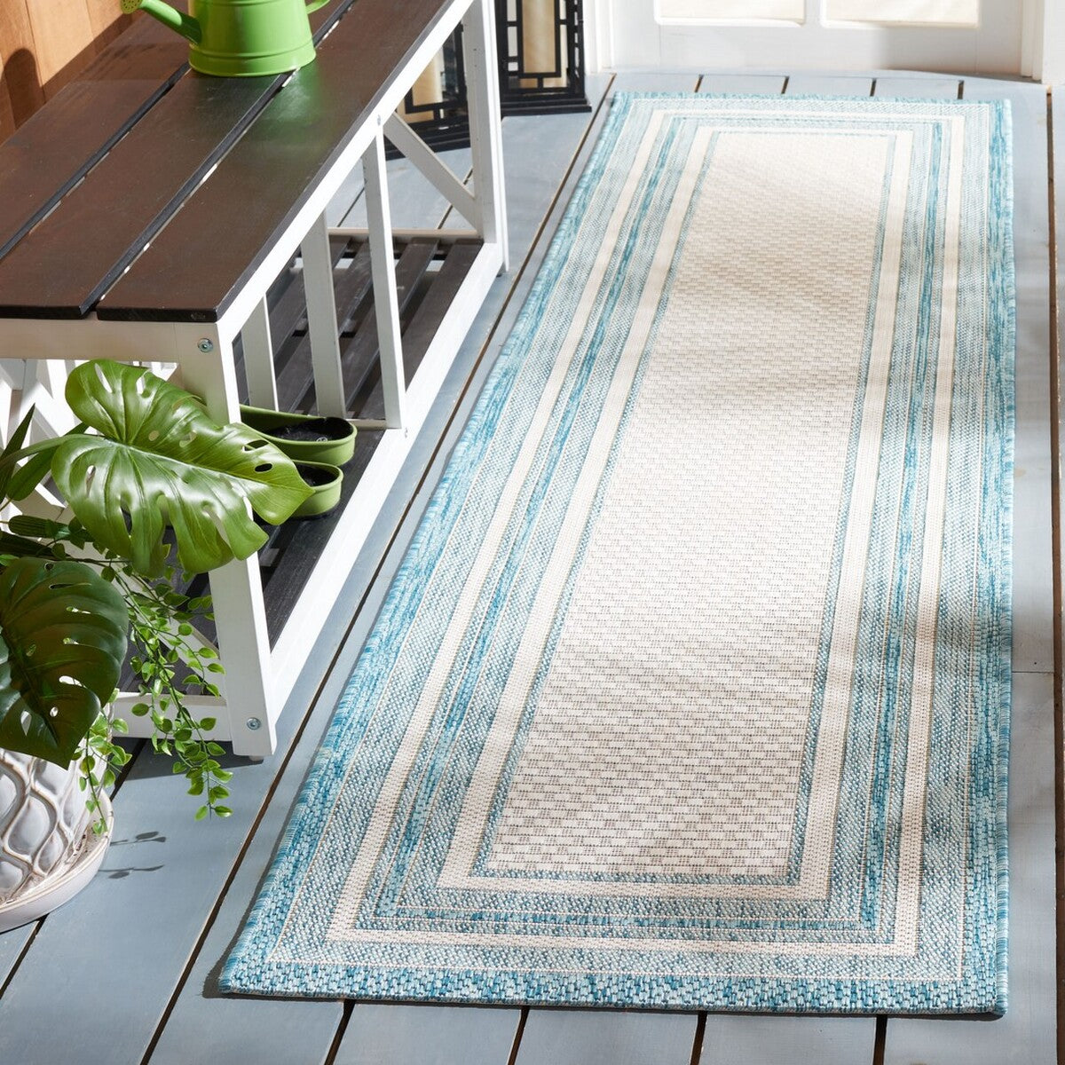  Safavieh Courtyard 8475 Indoor / Outdoor Rug - Ivory / Navy - Bonton