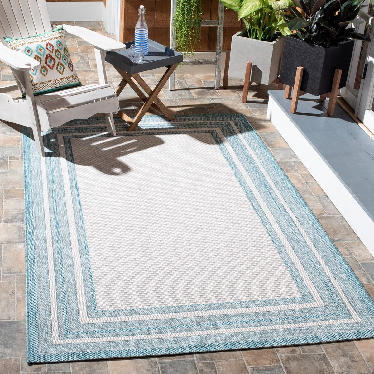  Safavieh Courtyard 8475 Indoor / Outdoor Rug - Ivory / Green - Bonton