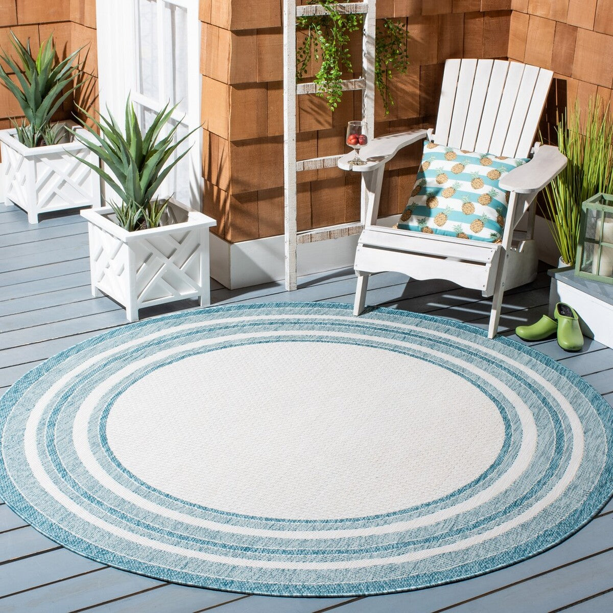  Safavieh Courtyard 8475 Indoor / Outdoor Rug - Ivory / Green - Bonton