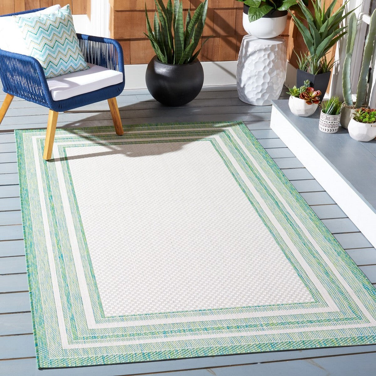  Safavieh Courtyard 8475 Indoor / Outdoor Rug - Ivory / Green - Bonton