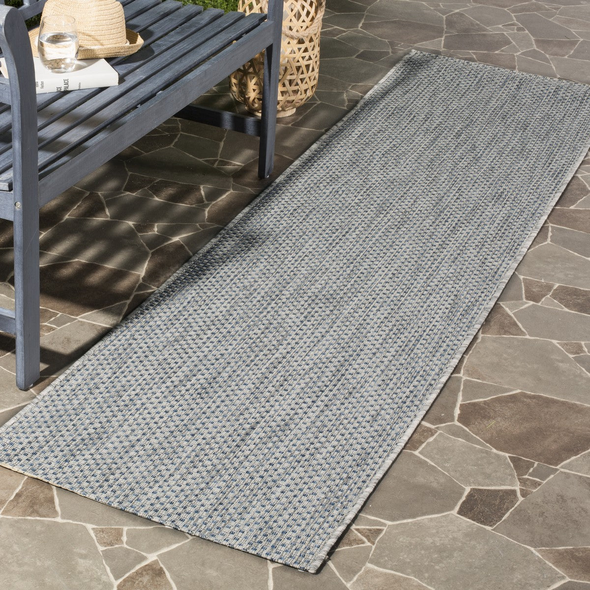  Safavieh Courtyard 8521 Indoor / Outdoor Rug - Grey / Navy - Bonton