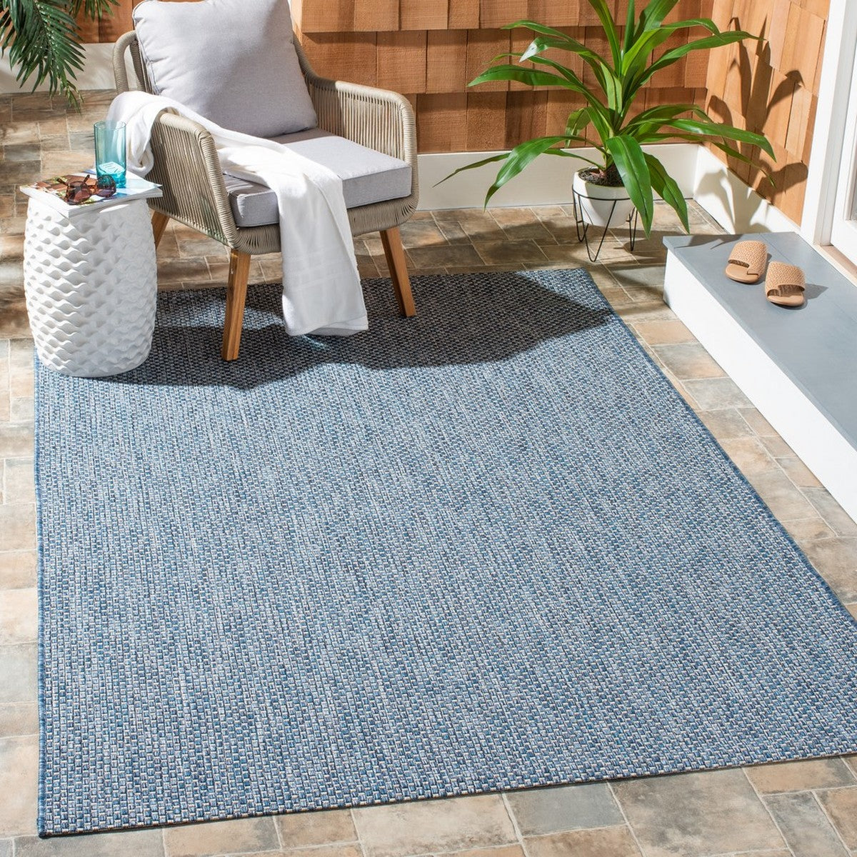  Safavieh Courtyard 8521 Indoor / Outdoor Rug - Grey / Navy - Bonton