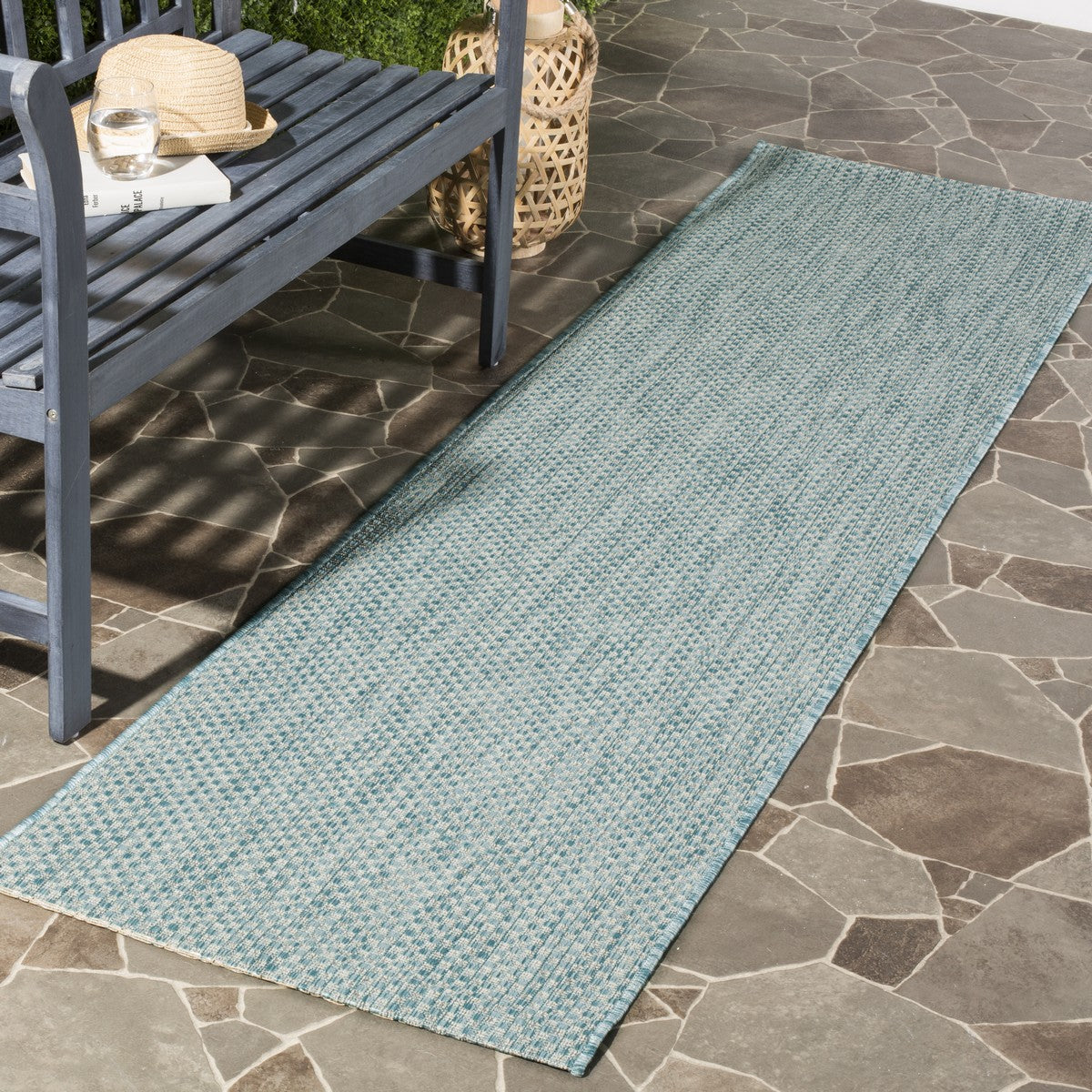  Safavieh Courtyard 8521 Indoor / Outdoor Rug - Green / Blue - Bonton