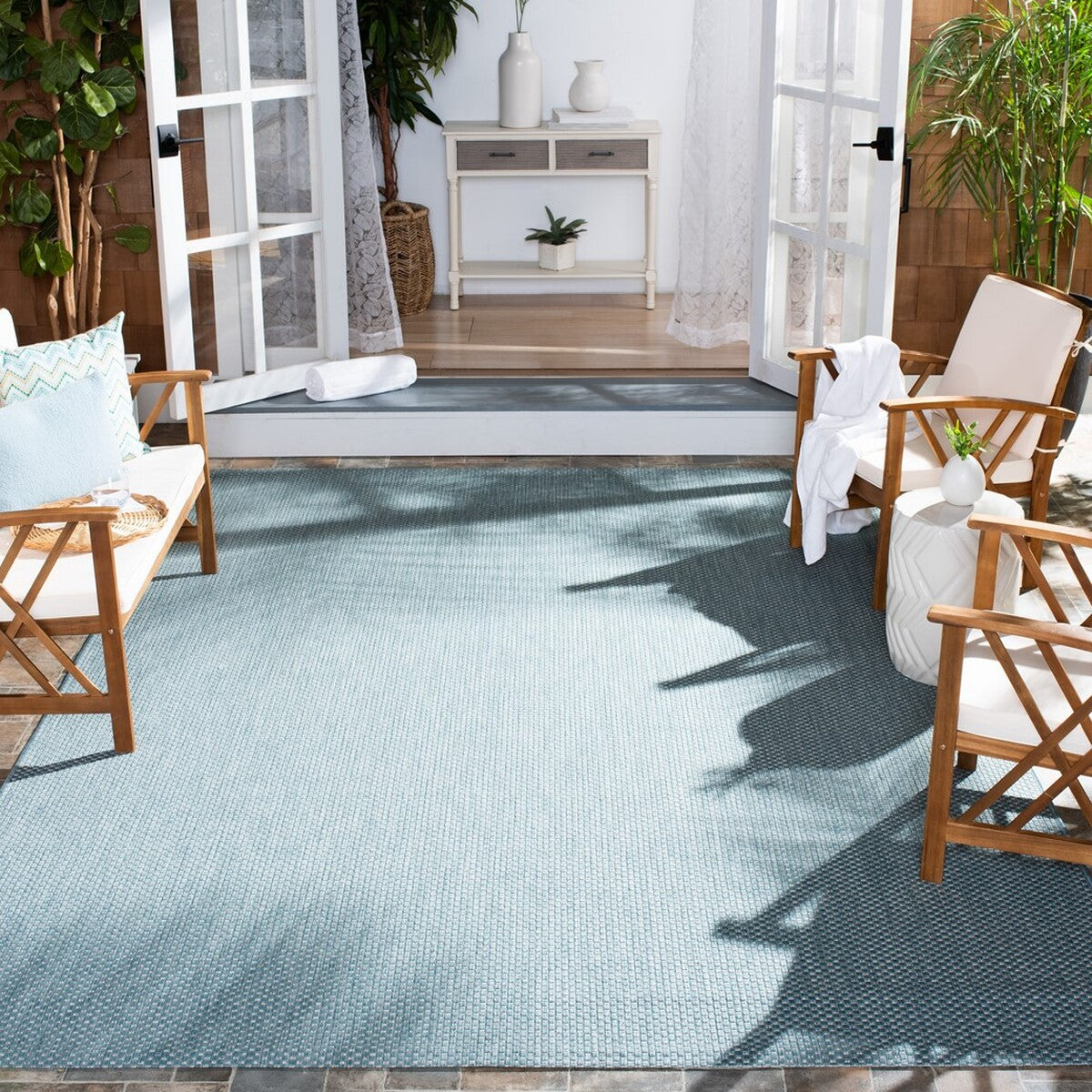  Safavieh Courtyard 8521 Indoor / Outdoor Rug - Green / Blue - Bonton