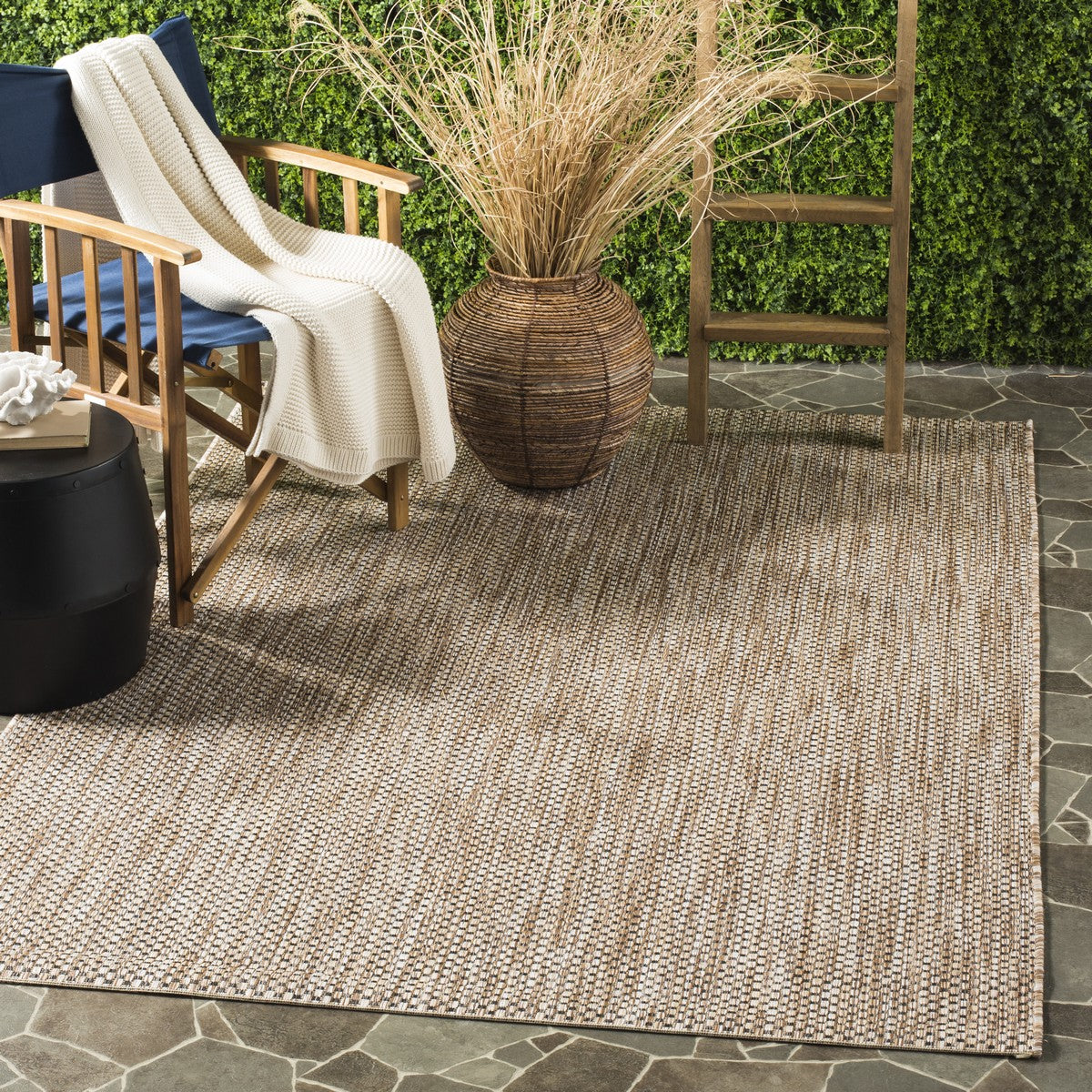  Safavieh Courtyard 8521 Indoor / Outdoor Rug - Natural / Black - Bonton