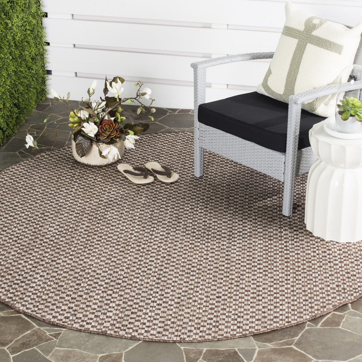  Safavieh Courtyard 8653 Indoor / Outdoor Rug - Black / Light Grey - Bonton