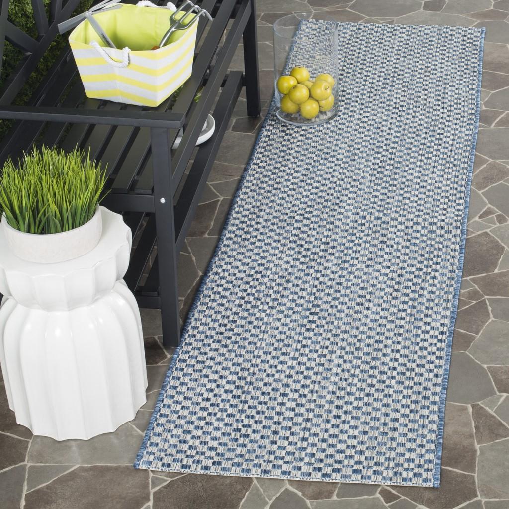  Safavieh Courtyard 8653 Indoor / Outdoor Rug - Blue / Light Grey - Bonton