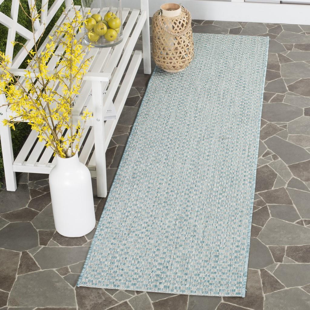  Safavieh Courtyard 8653 Indoor / Outdoor Rug - Light Blue / Light Grey - Bonton