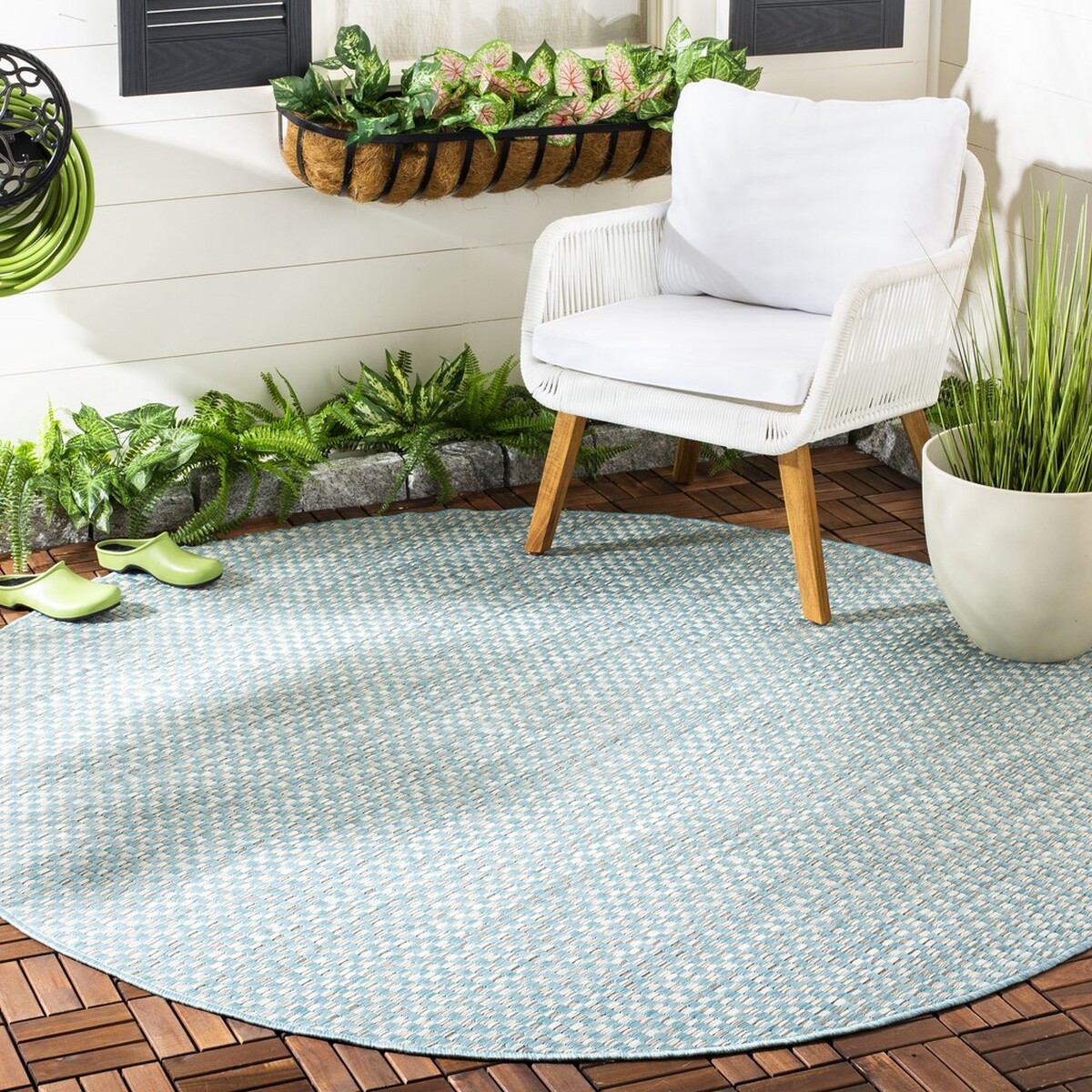  Safavieh Courtyard 8653 Indoor / Outdoor Rug - Blue / Light Grey - Bonton