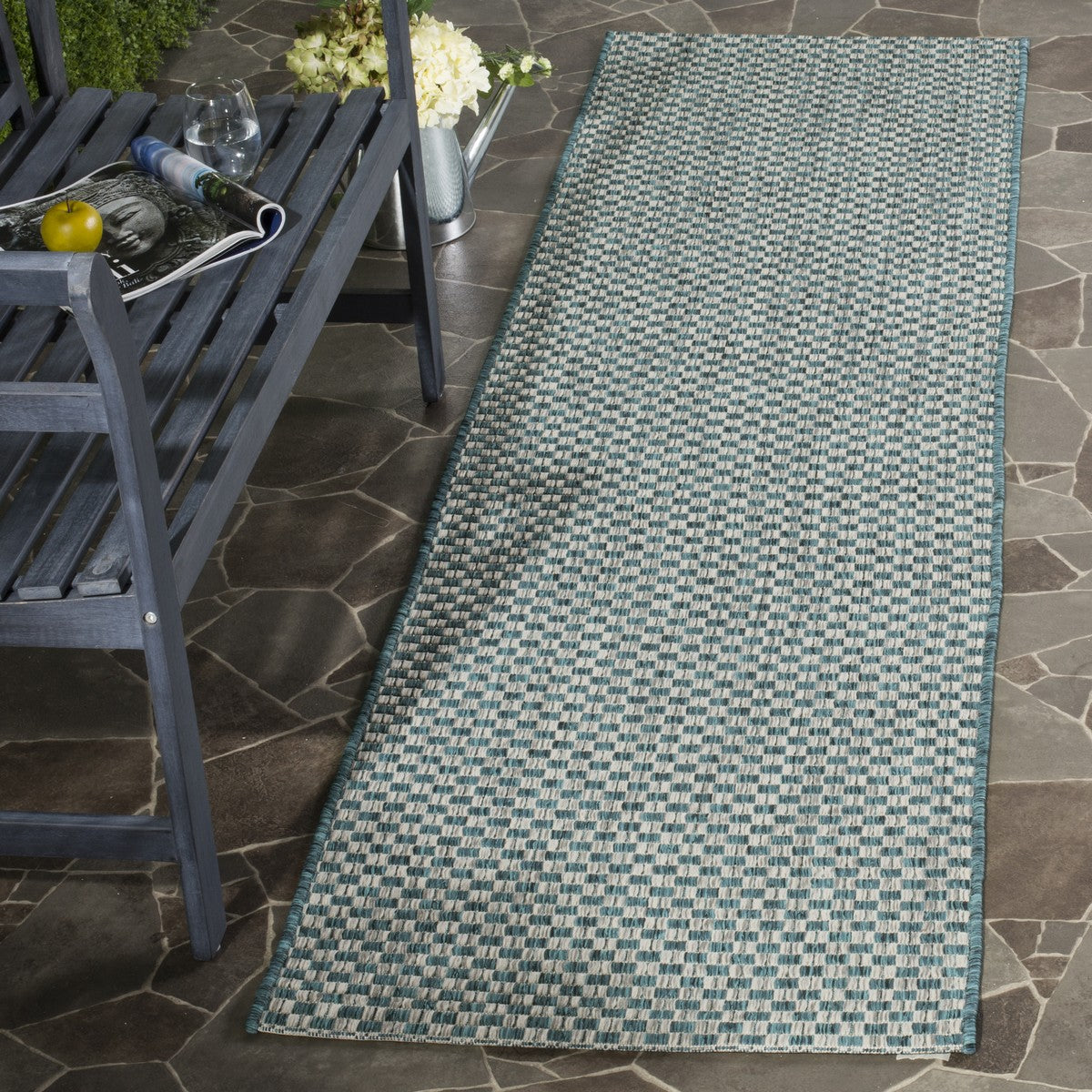  Safavieh Courtyard 8653 Indoor / Outdoor Rug - Light Blue / Light Grey - Bonton