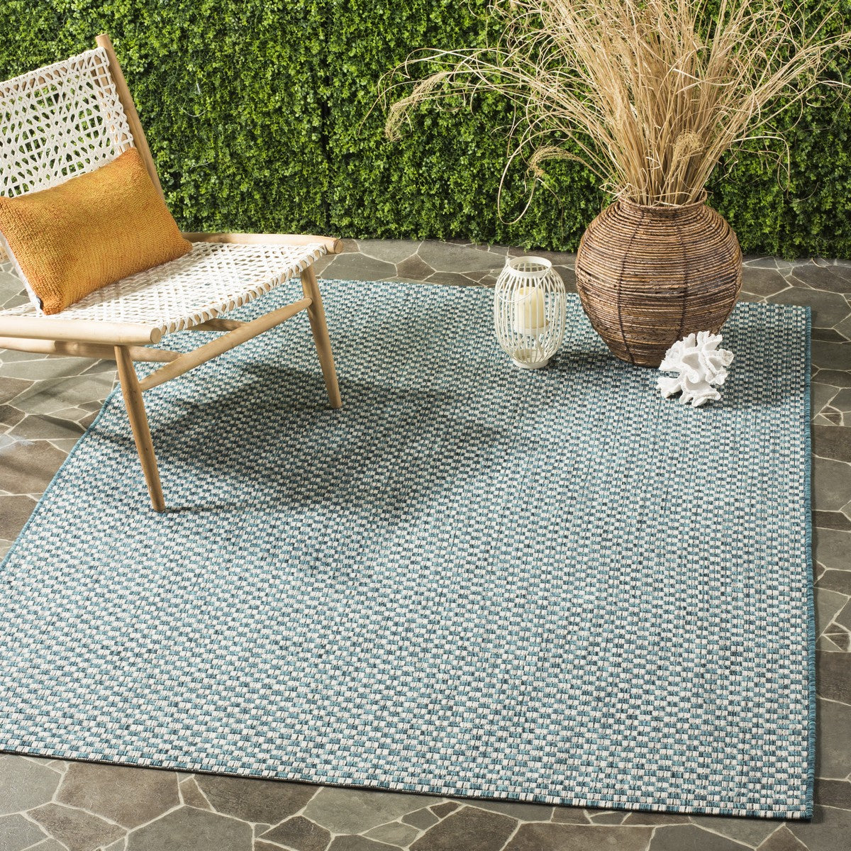  Safavieh Courtyard 8653 Indoor / Outdoor Rug - Blue / Light Grey - Bonton