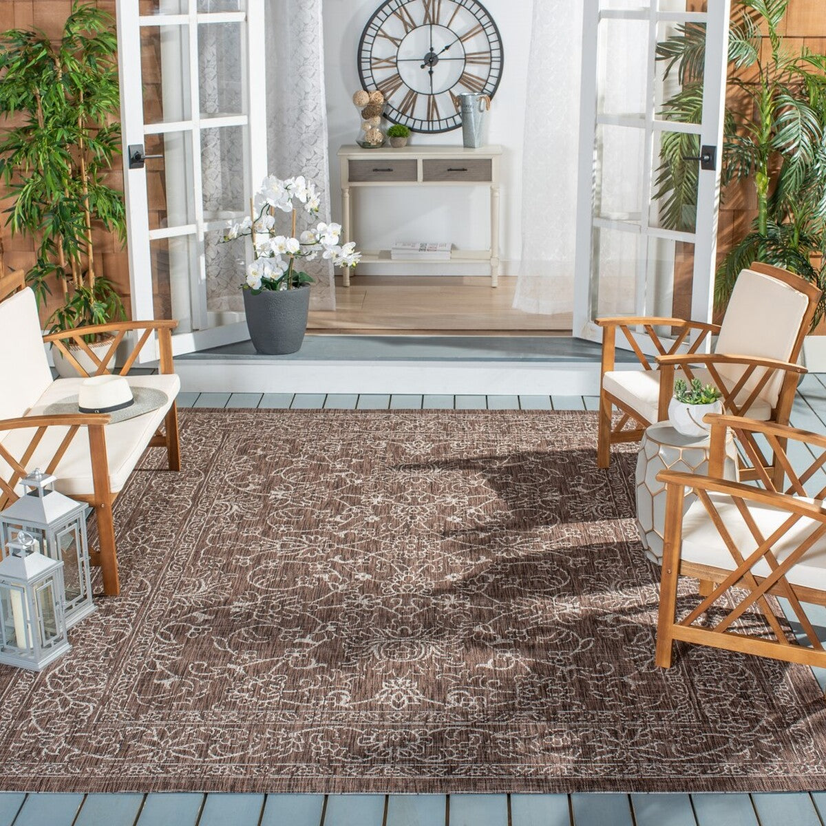  Safavieh Courtyard 8680 Indoor / Outdoor Rug - Gold / Ivory - Bonton