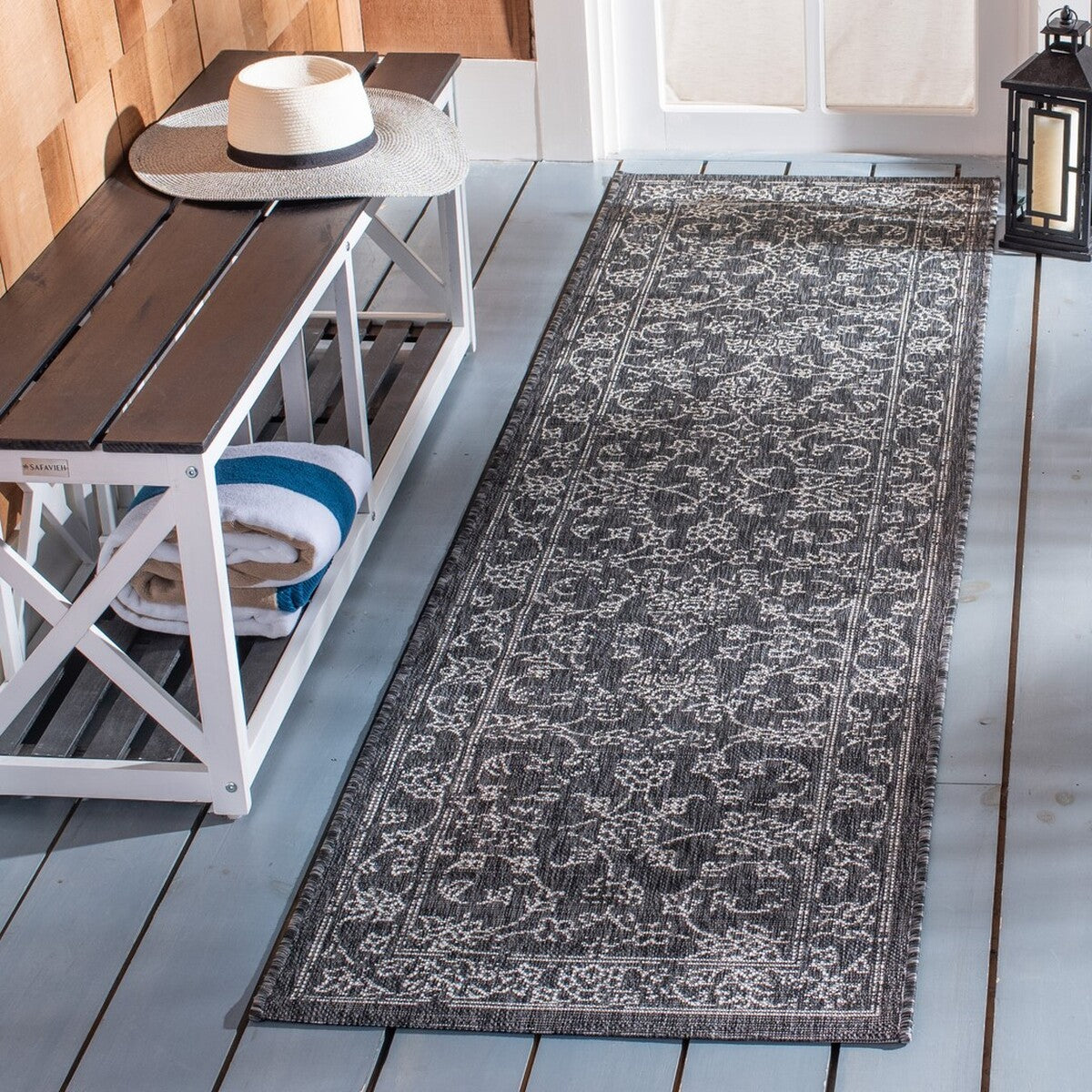  Safavieh Courtyard 8680 Indoor / Outdoor Rug - Navy / Ivory - Bonton