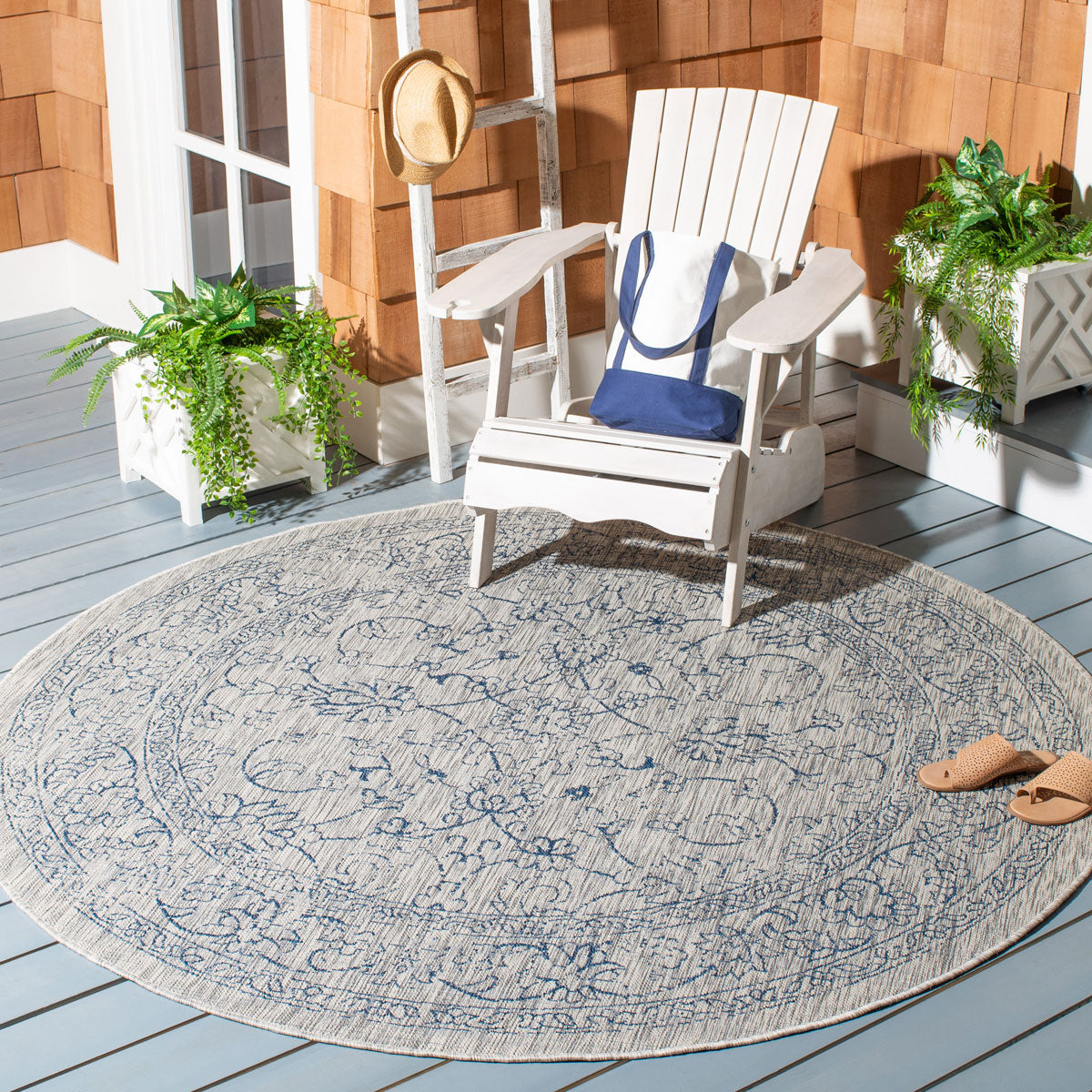  Safavieh Courtyard 8680 Indoor / Outdoor Rug - Navy / Ivory - Bonton