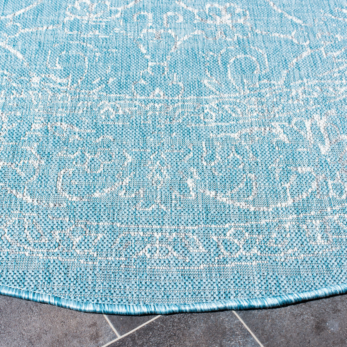  Safavieh Courtyard 8680 Indoor / Outdoor Rug - Aqua / Navy - Bonton