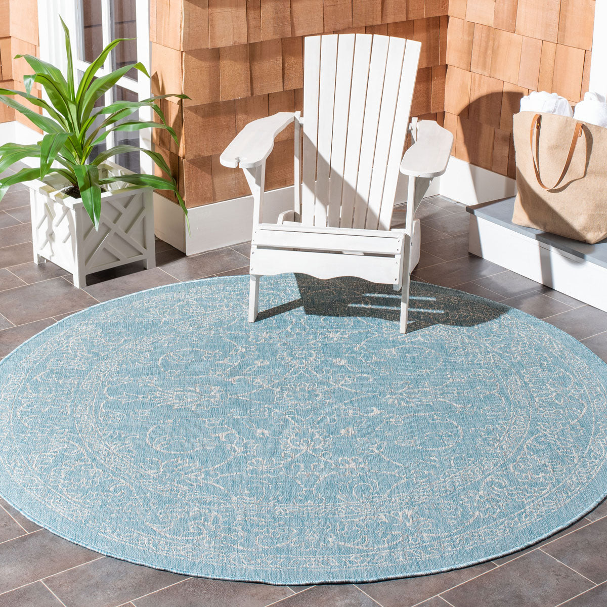  Safavieh Courtyard 8680 Indoor / Outdoor Rug - Turquoise - Bonton