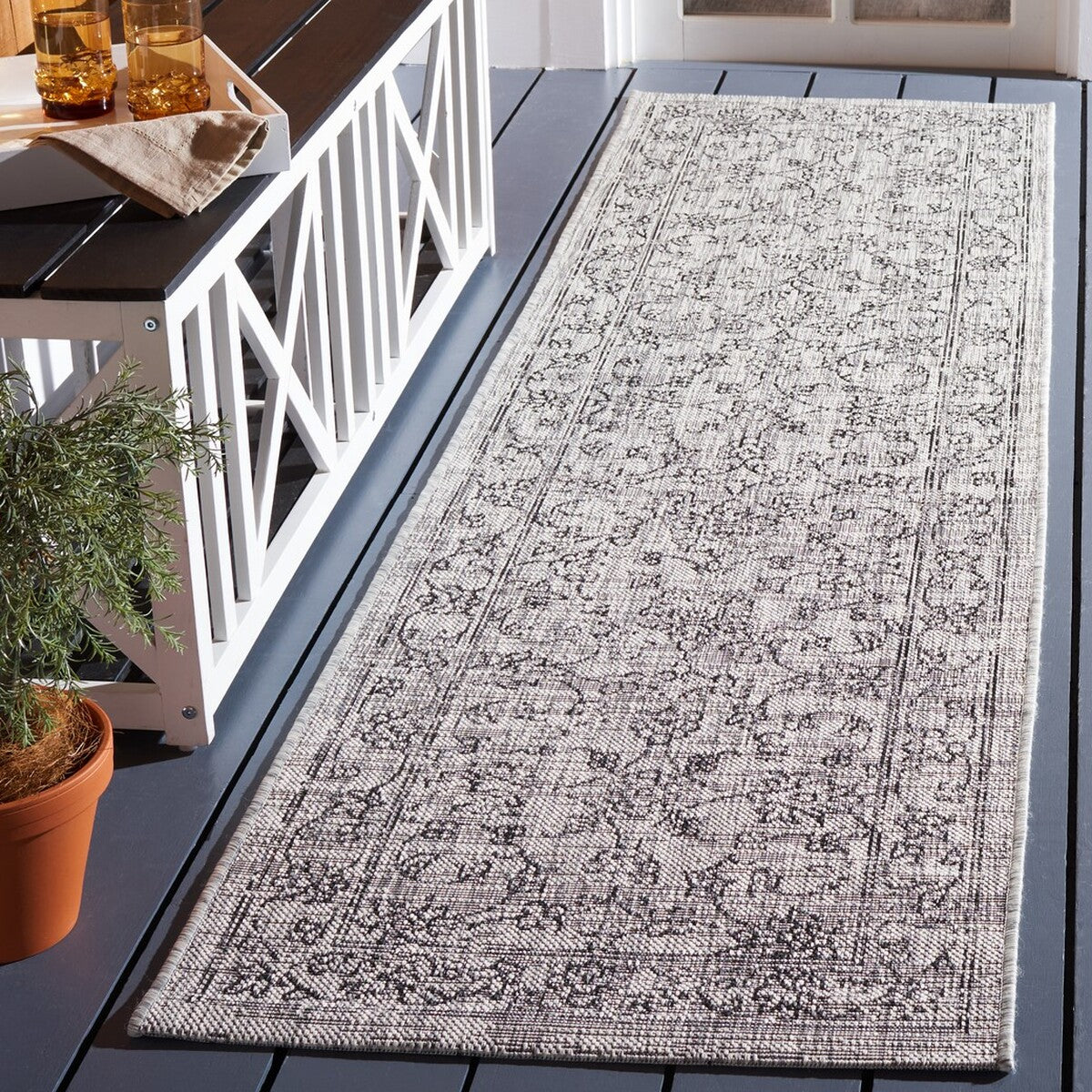  Safavieh Courtyard 8680 Indoor / Outdoor Rug - Brown / Ivory - Bonton