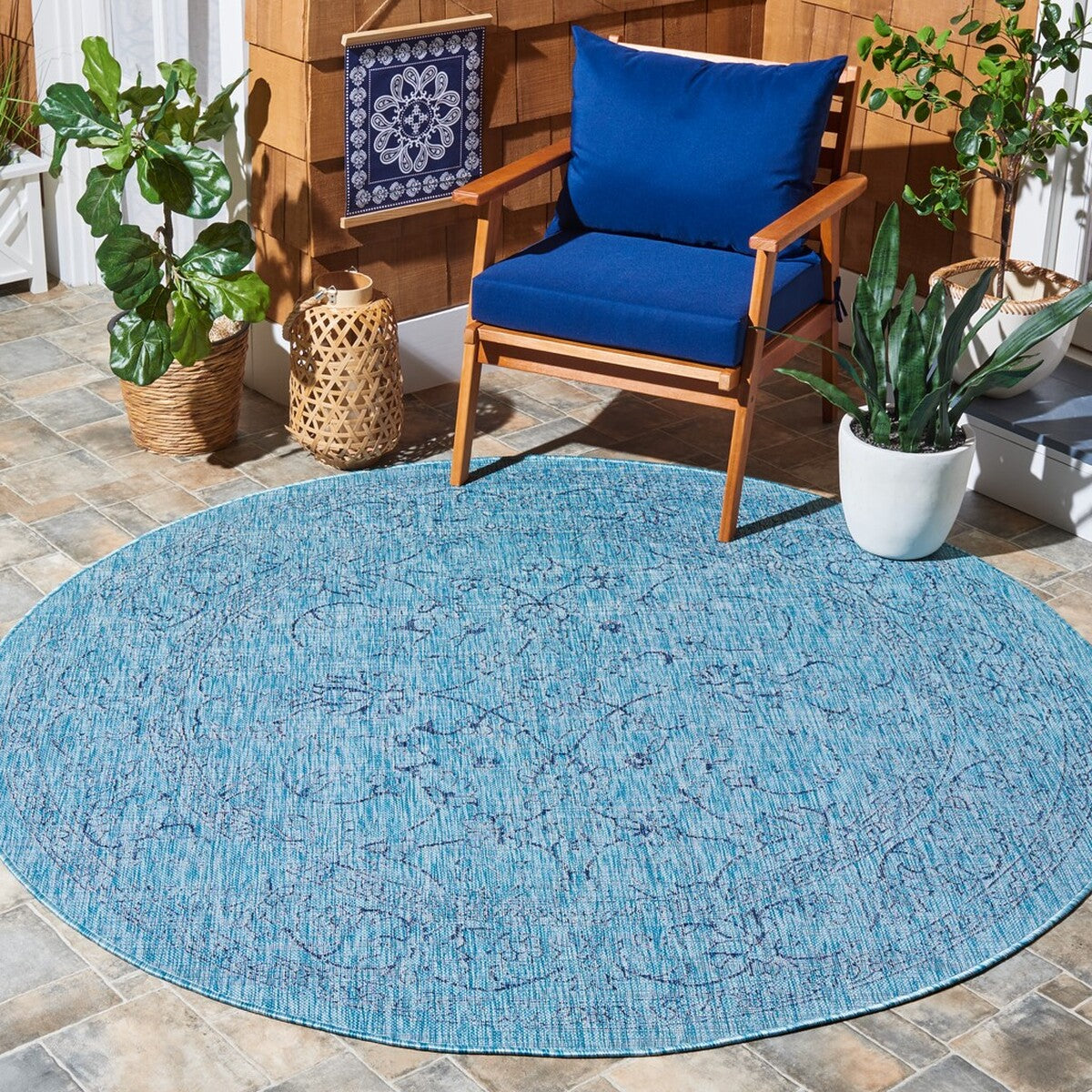  Safavieh Courtyard 8680 Indoor / Outdoor Rug - Navy / Ivory - Bonton