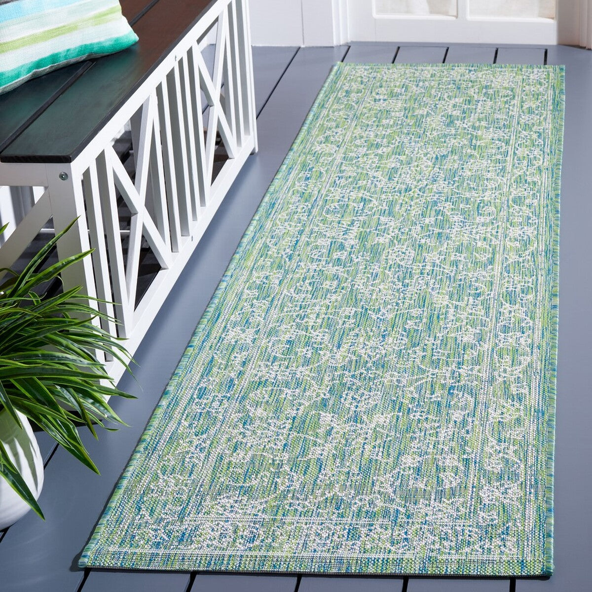  Safavieh Courtyard 8680 Indoor / Outdoor Rug - Navy / Ivory - Bonton