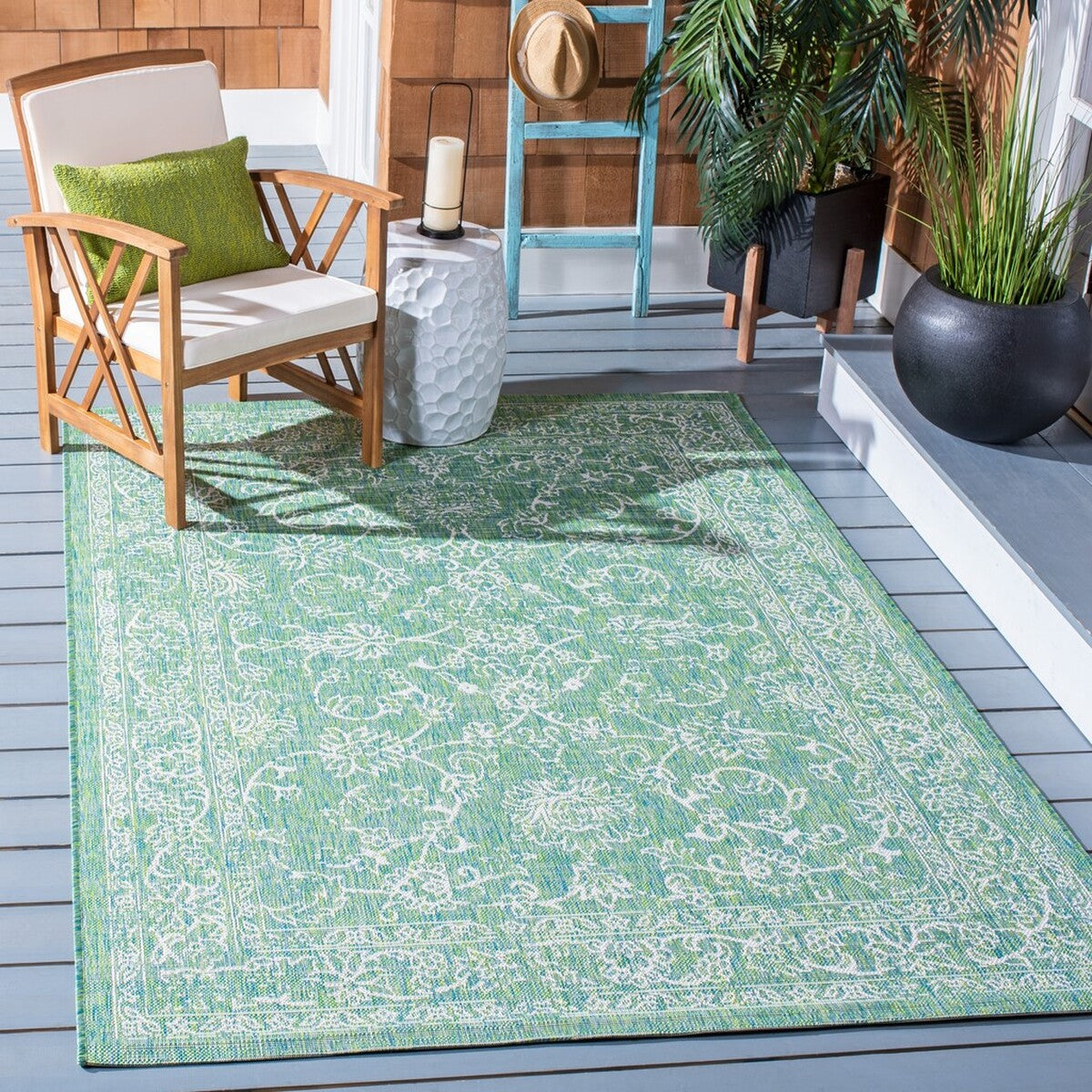  Safavieh Courtyard 8680 Indoor / Outdoor Rug - Turquoise - Bonton