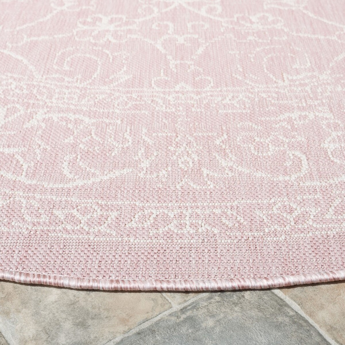  Safavieh Courtyard 8680 Indoor / Outdoor Rug - Soft Pink / Ivory - Bonton