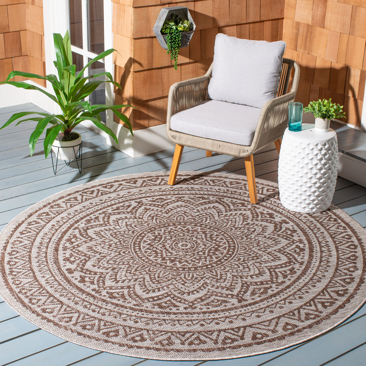  Safavieh Courtyard 8734 Indoor / Outdoor Rug - Light Beige / Light Brown - Bonton