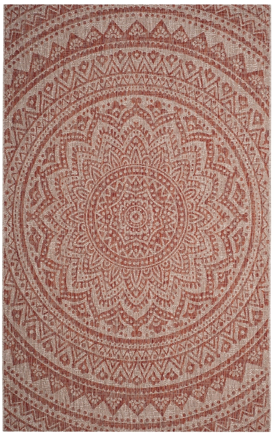  Safavieh Courtyard 8734 Indoor / Outdoor Rug - Light Beige / Terracotta - Bonton