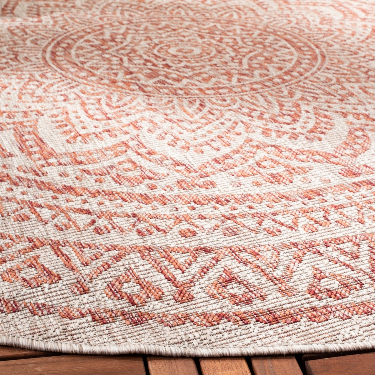  Safavieh Courtyard 8734 Indoor / Outdoor Rug - Light Beige / Terracotta - Bonton