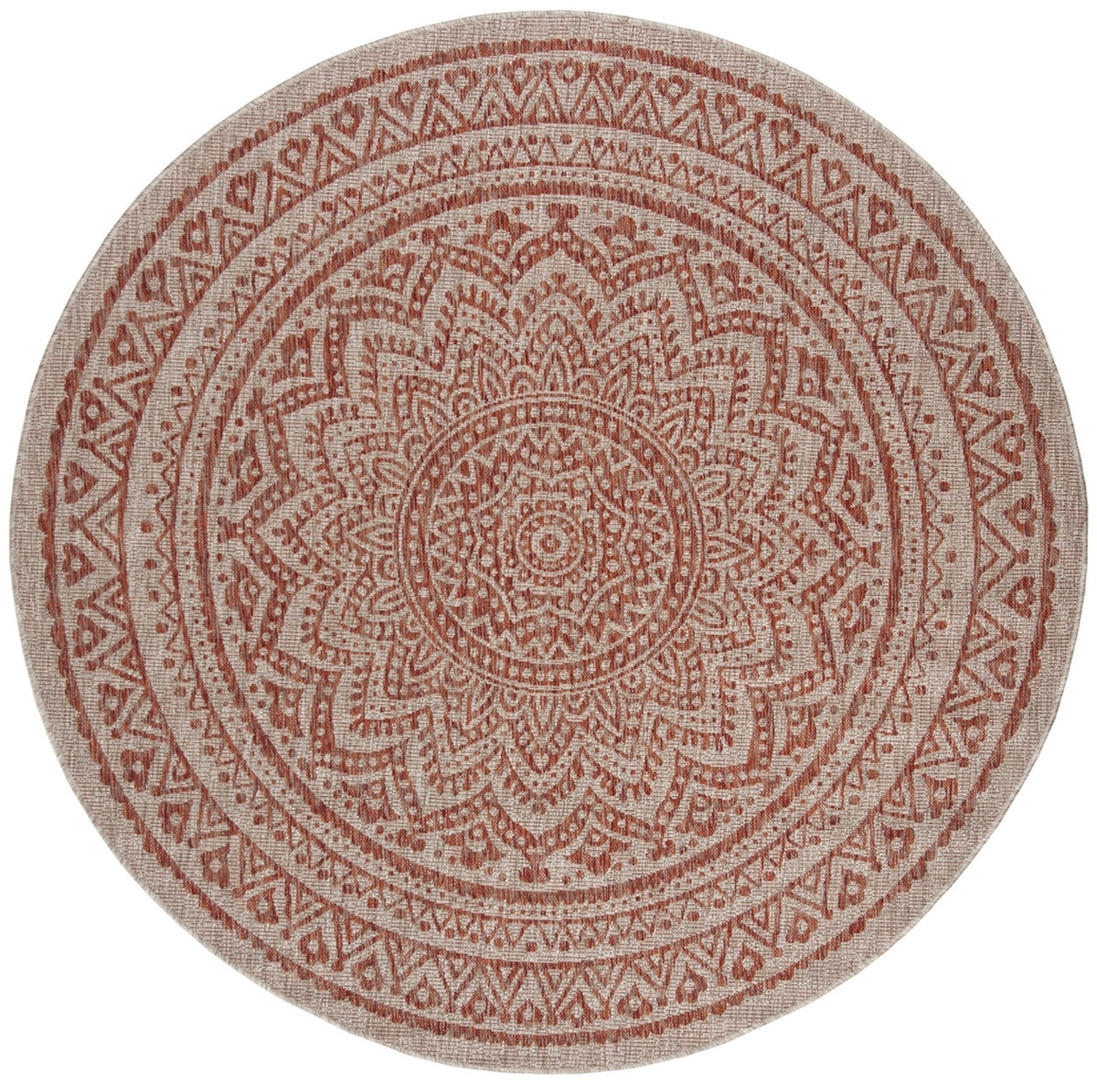  Safavieh Courtyard 8734 Indoor / Outdoor Rug - Light Beige / Terracotta - Bonton