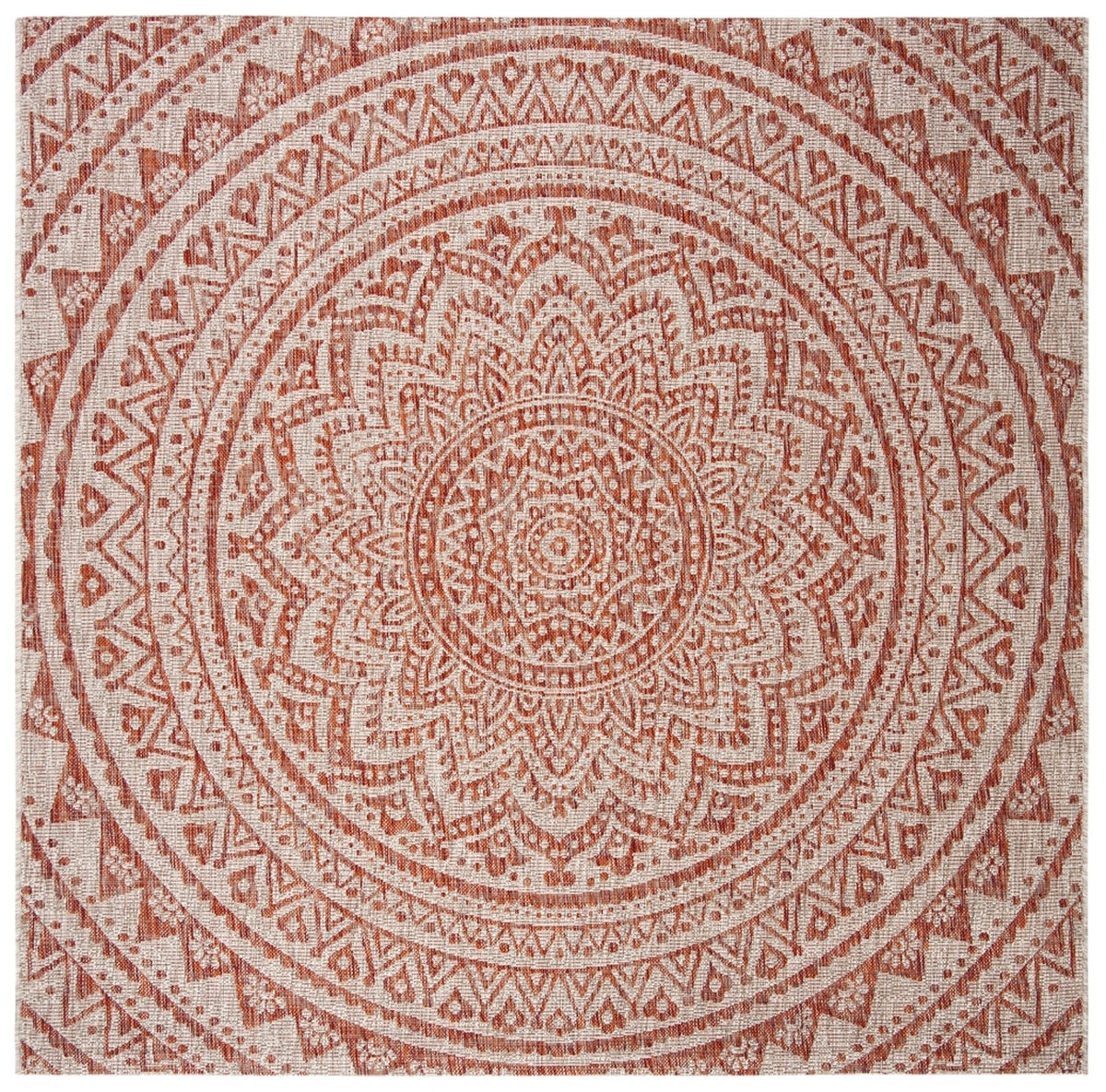  Safavieh Courtyard 8734 Indoor / Outdoor Rug - Light Beige / Terracotta - Bonton