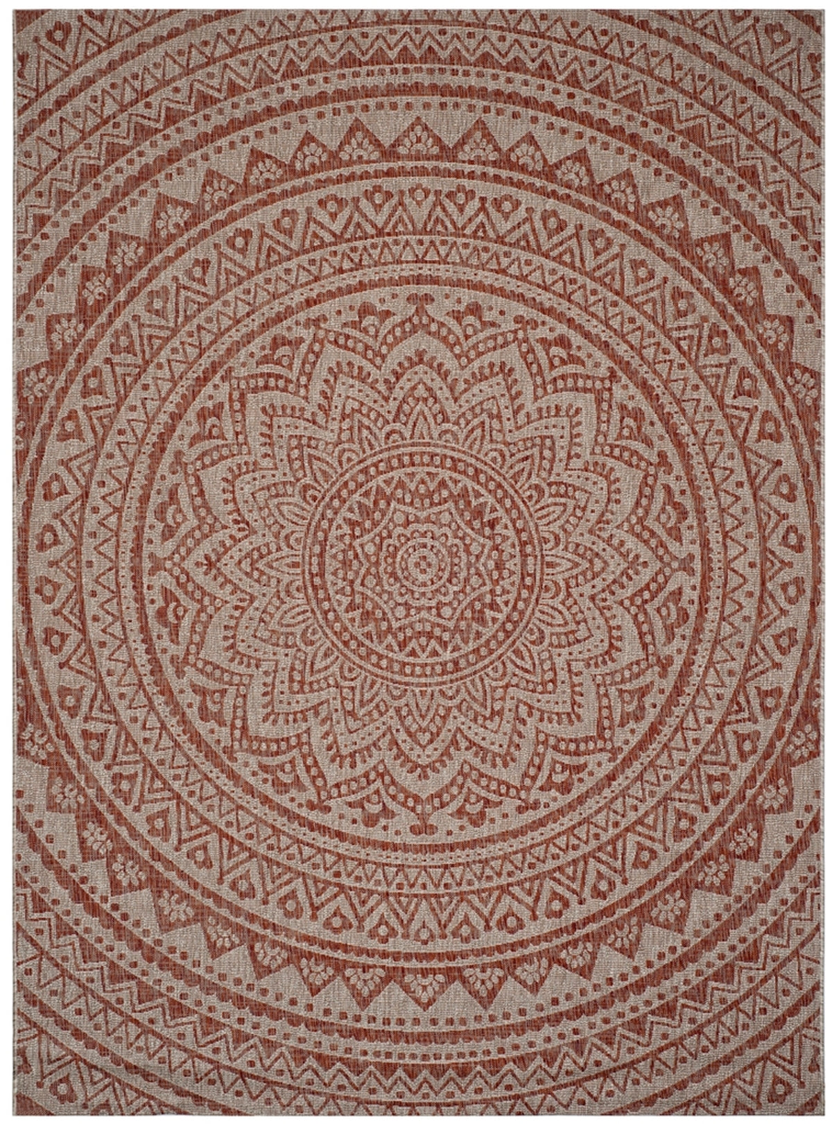  Safavieh Courtyard 8734 Indoor / Outdoor Rug - Light Beige / Terracotta - Bonton