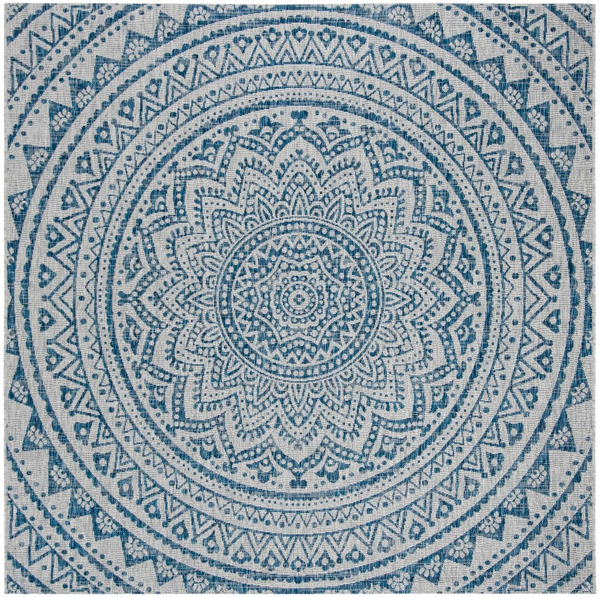  Safavieh Courtyard 8734 Indoor / Outdoor Rug - Light Grey / Teal - Bonton