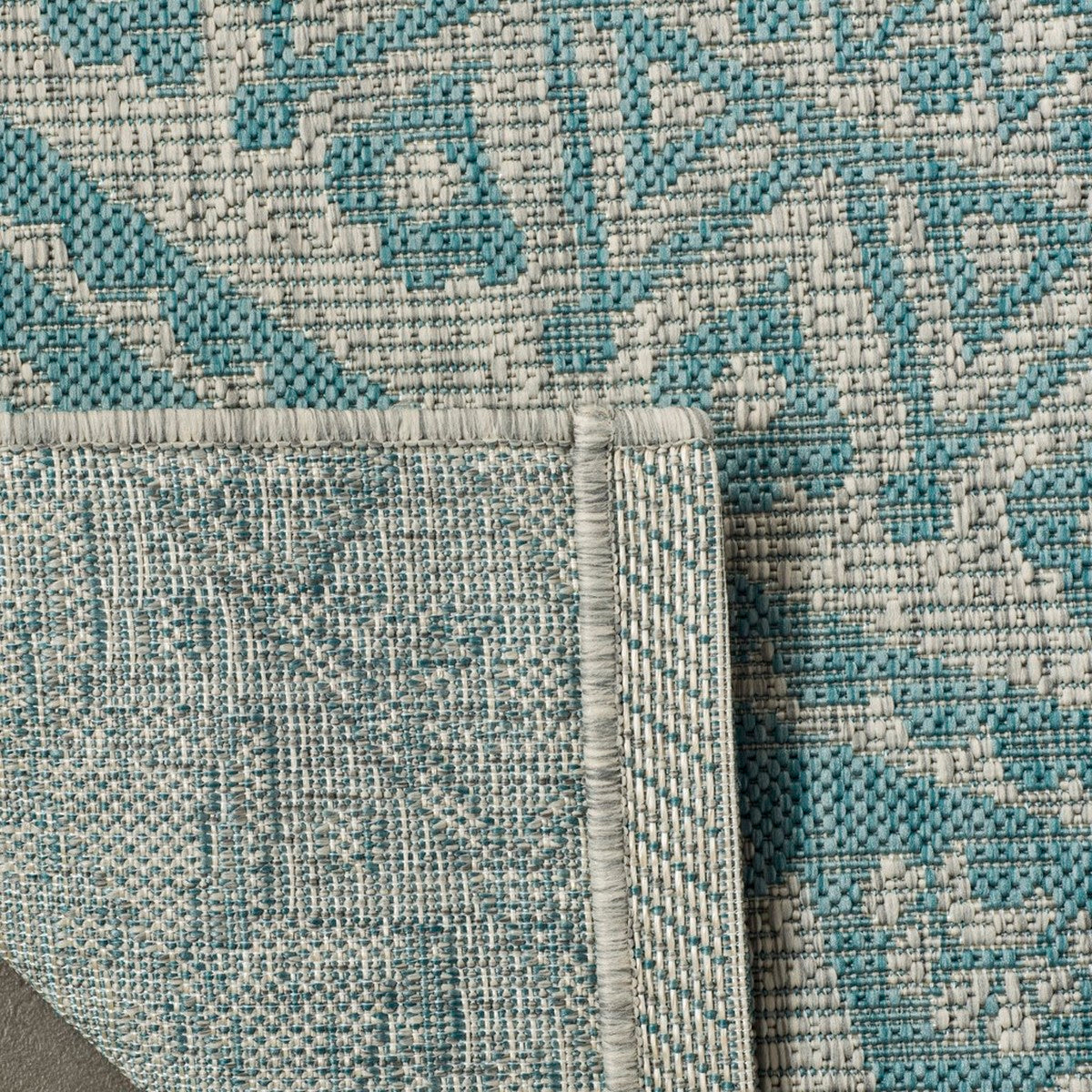  Safavieh Courtyard 8734 Indoor / Outdoor Rug - Light Grey / Teal - Bonton