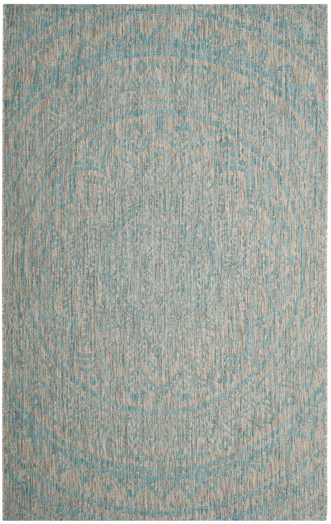  Safavieh Courtyard 8734 Indoor / Outdoor Rug - Light Grey / Teal - Bonton