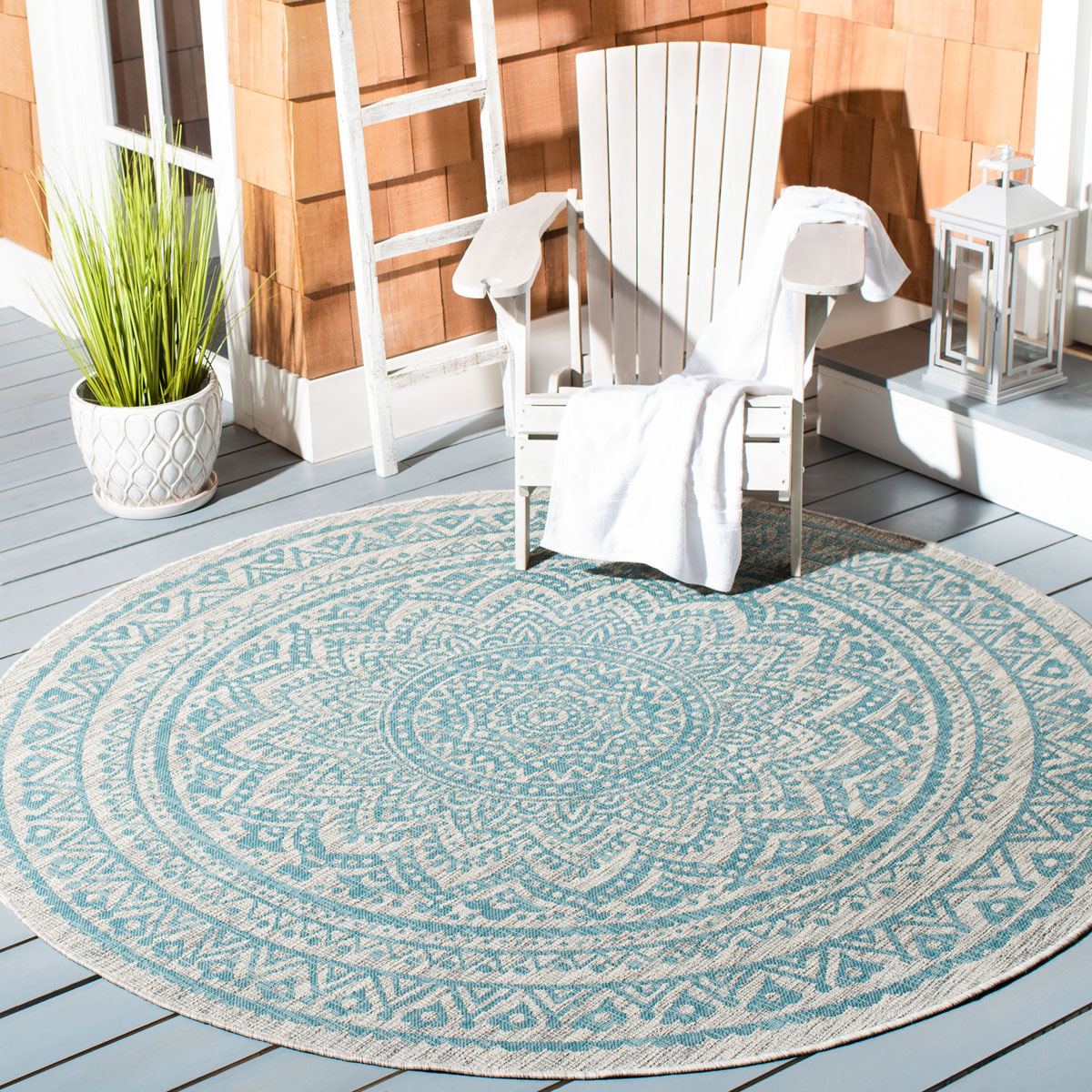  Safavieh Courtyard 8734 Indoor / Outdoor Rug - Light Grey / Black - Bonton