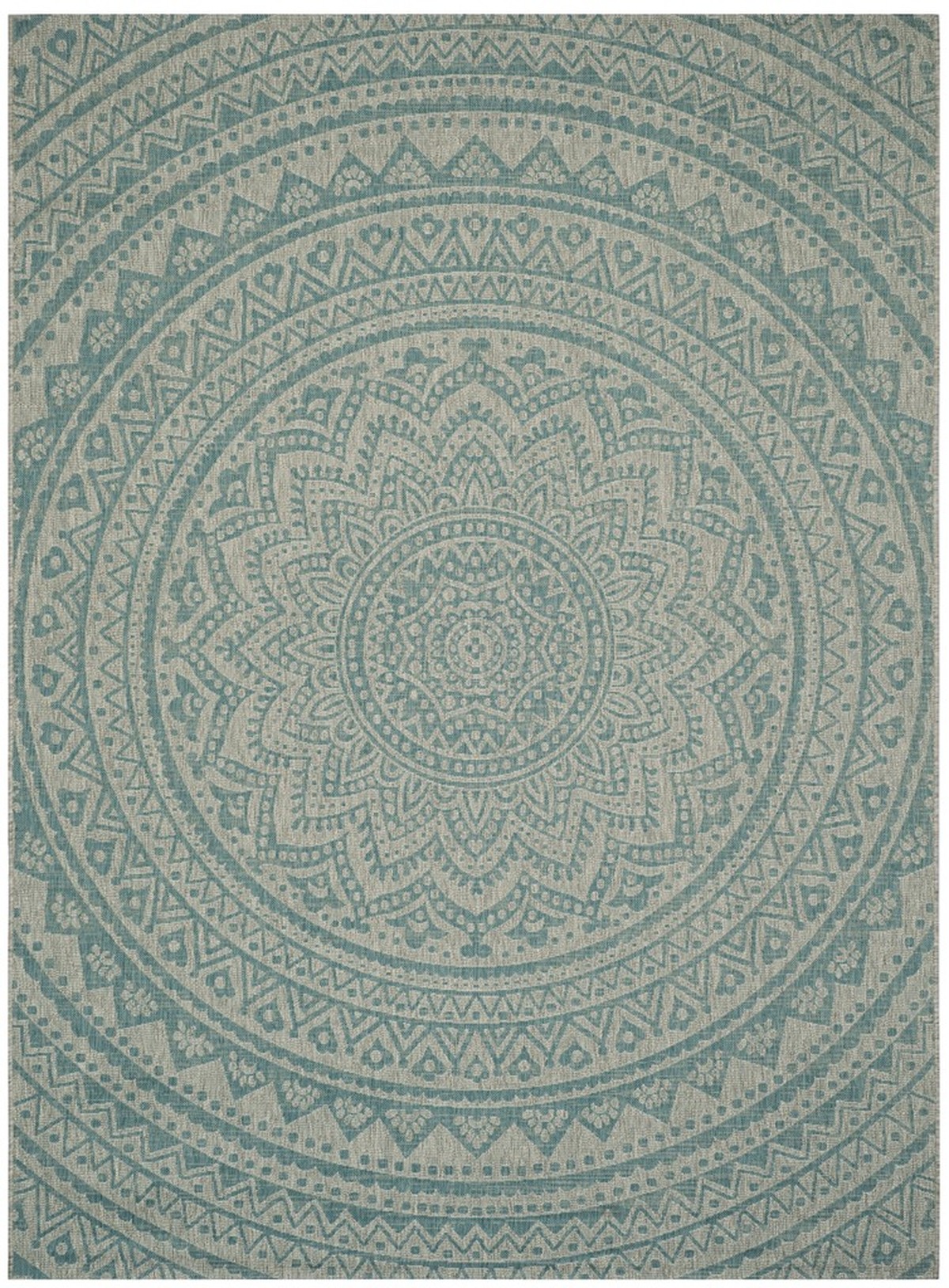  Safavieh Courtyard 8734 Indoor / Outdoor Rug - Light Grey / Teal - Bonton