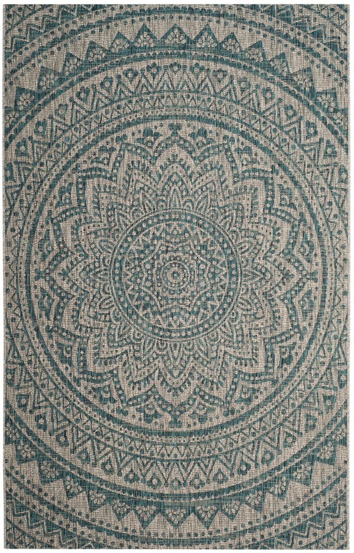  Safavieh Courtyard 8734 Indoor / Outdoor Rug - Light Beige / Terracotta - Bonton