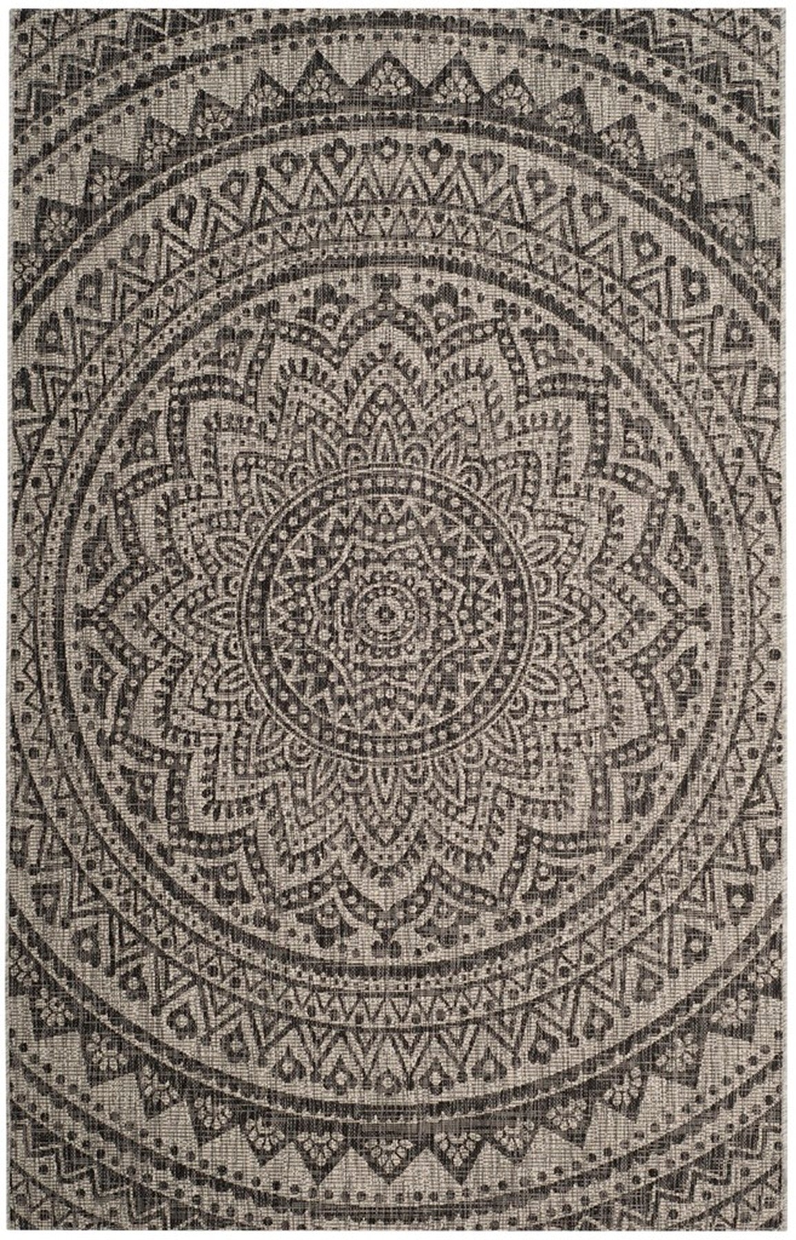  Safavieh Courtyard 8734 Indoor / Outdoor Rug - Light Grey / Teal - Bonton