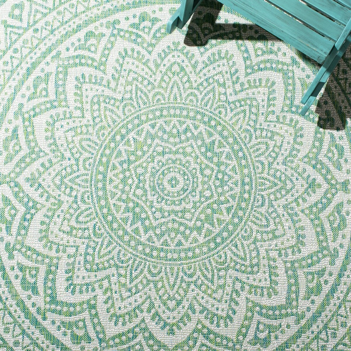  Safavieh Courtyard 8734 Indoor / Outdoor Rug - Light Grey / Teal - Bonton