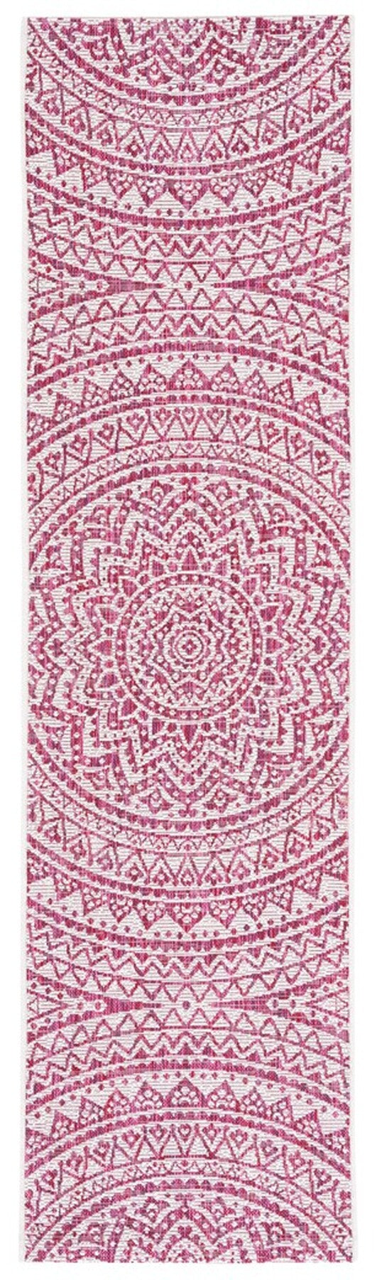  Safavieh Courtyard 8734 Indoor / Outdoor Rug - Ivory / Fuchsia - Bonton