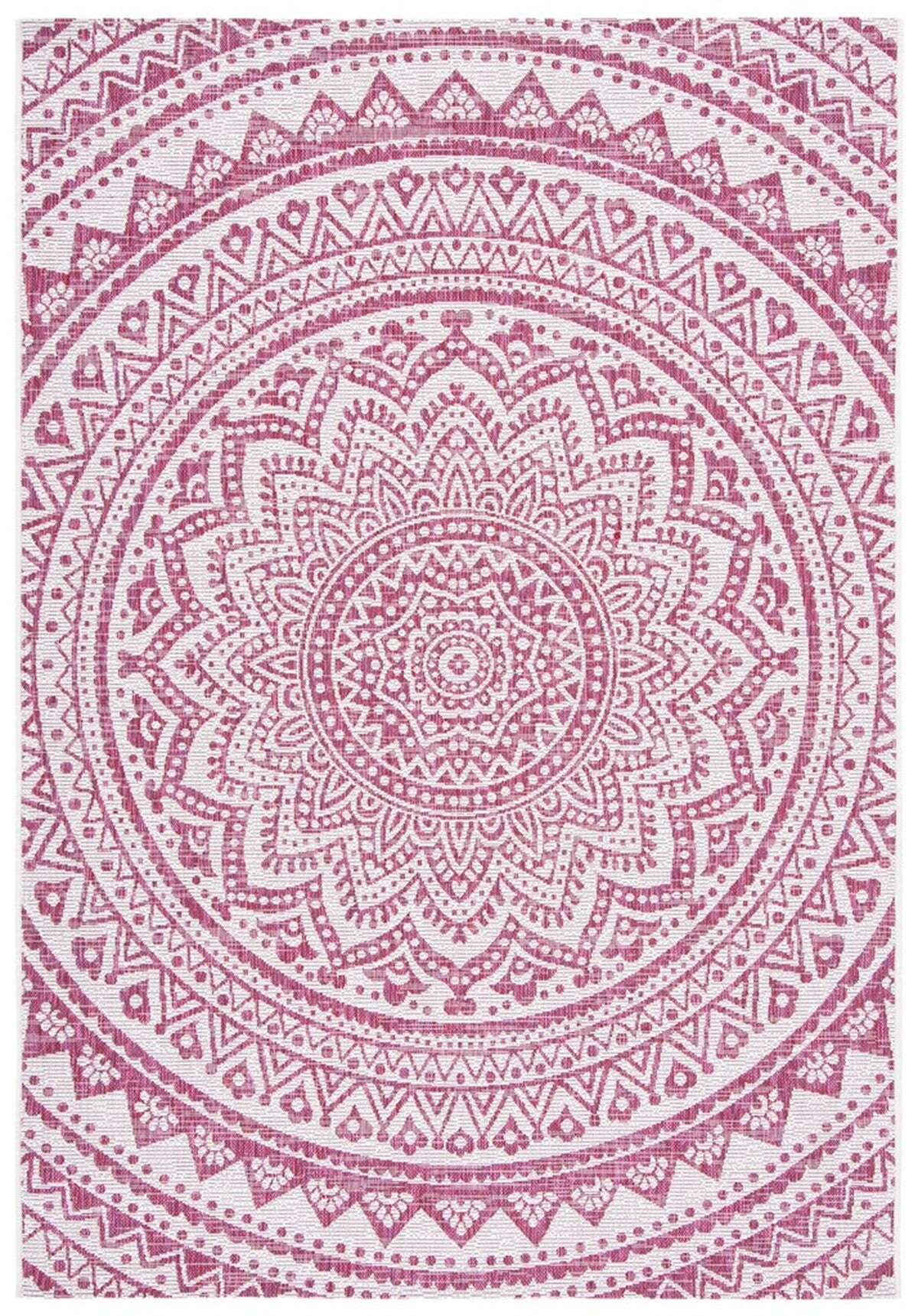  Safavieh Courtyard 8734 Indoor / Outdoor Rug - Ivory / Fuchsia - Bonton