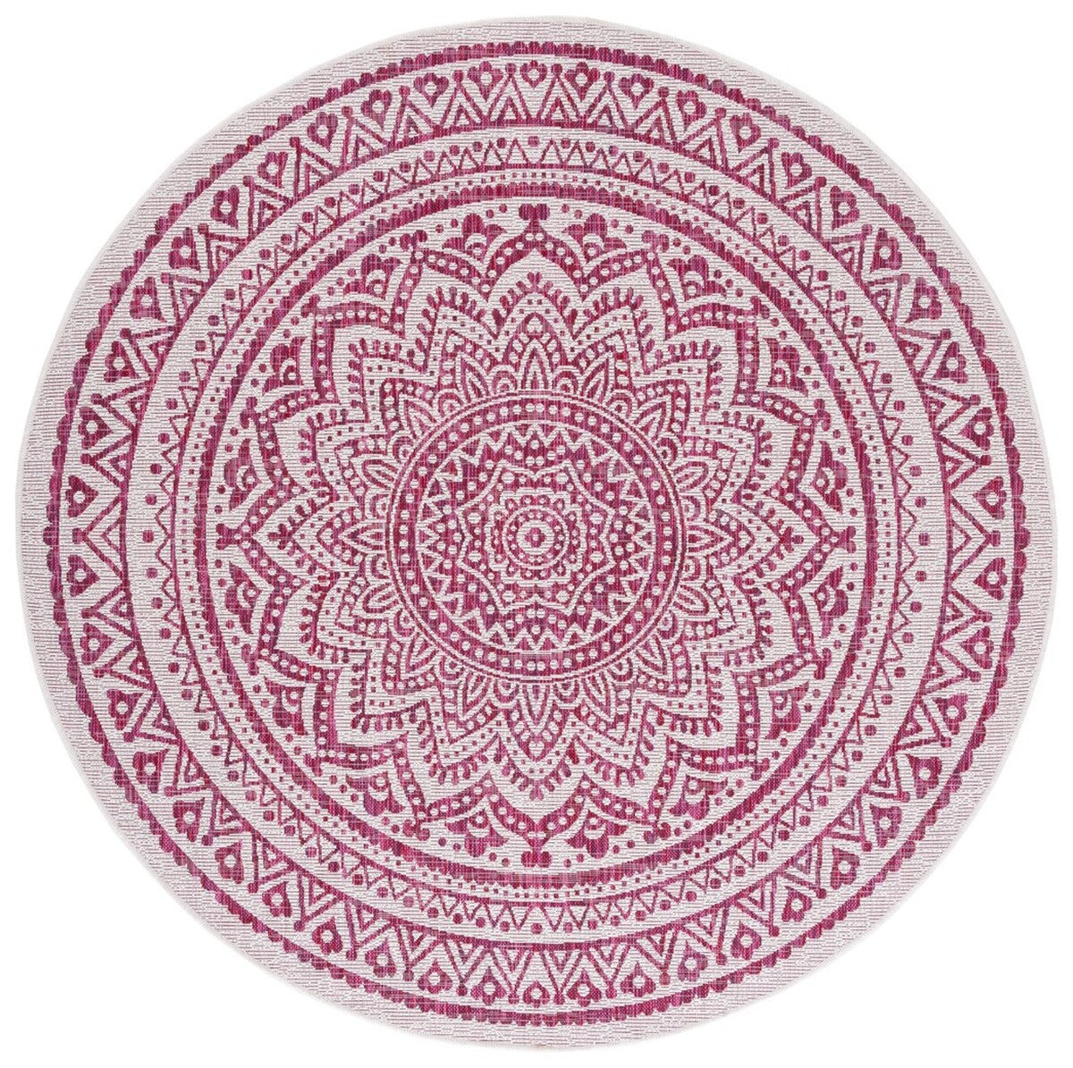  Safavieh Courtyard 8734 Indoor / Outdoor Rug - Ivory / Fuchsia - Bonton