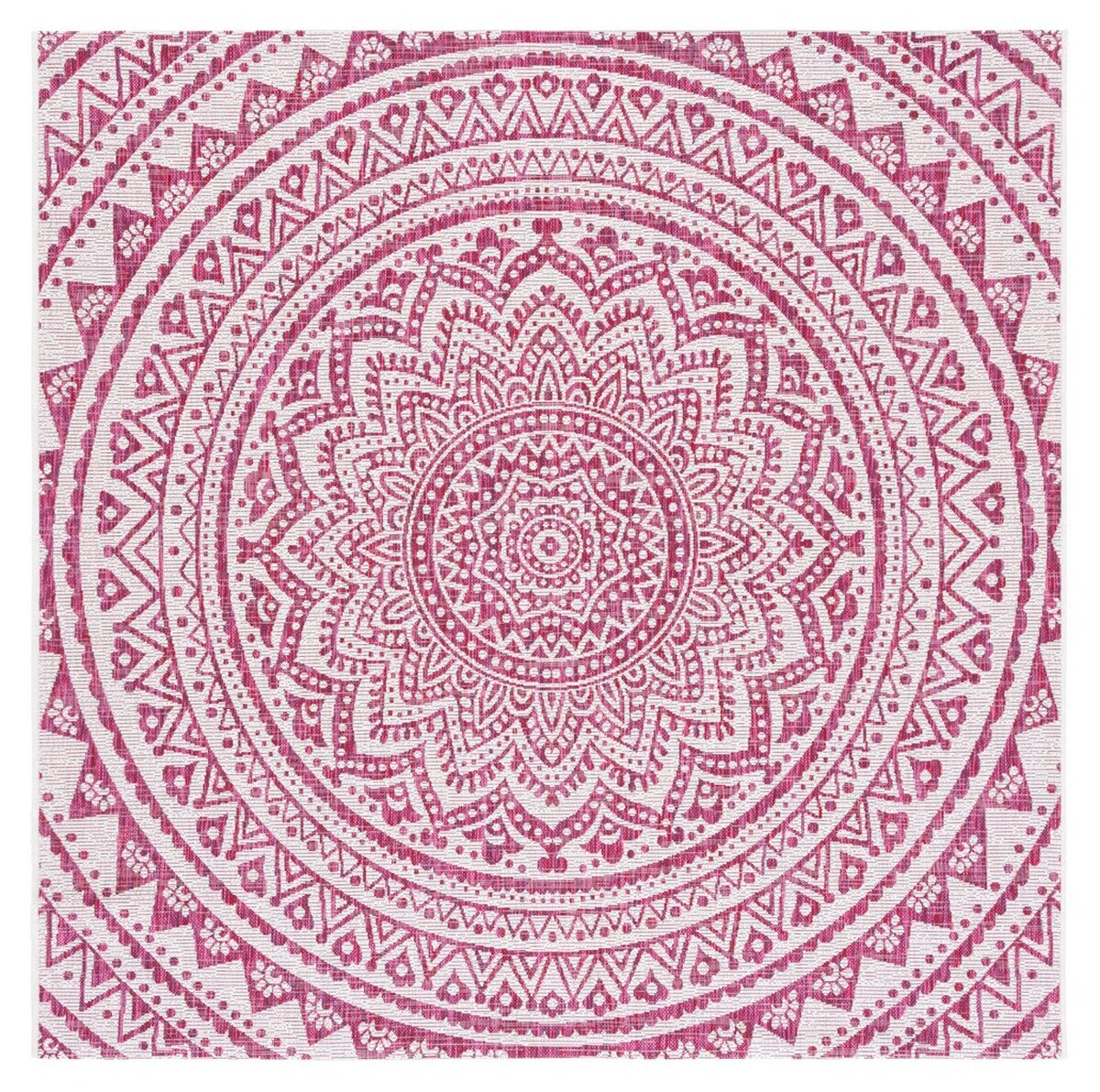  Safavieh Courtyard 8734 Indoor / Outdoor Rug - Ivory / Fuchsia - Bonton