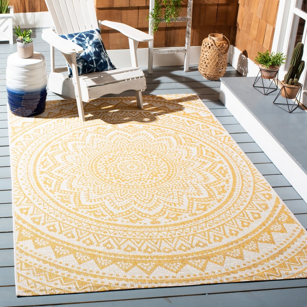  Safavieh Courtyard 8734 Indoor / Outdoor Rug - Light Beige / Terracotta - Bonton