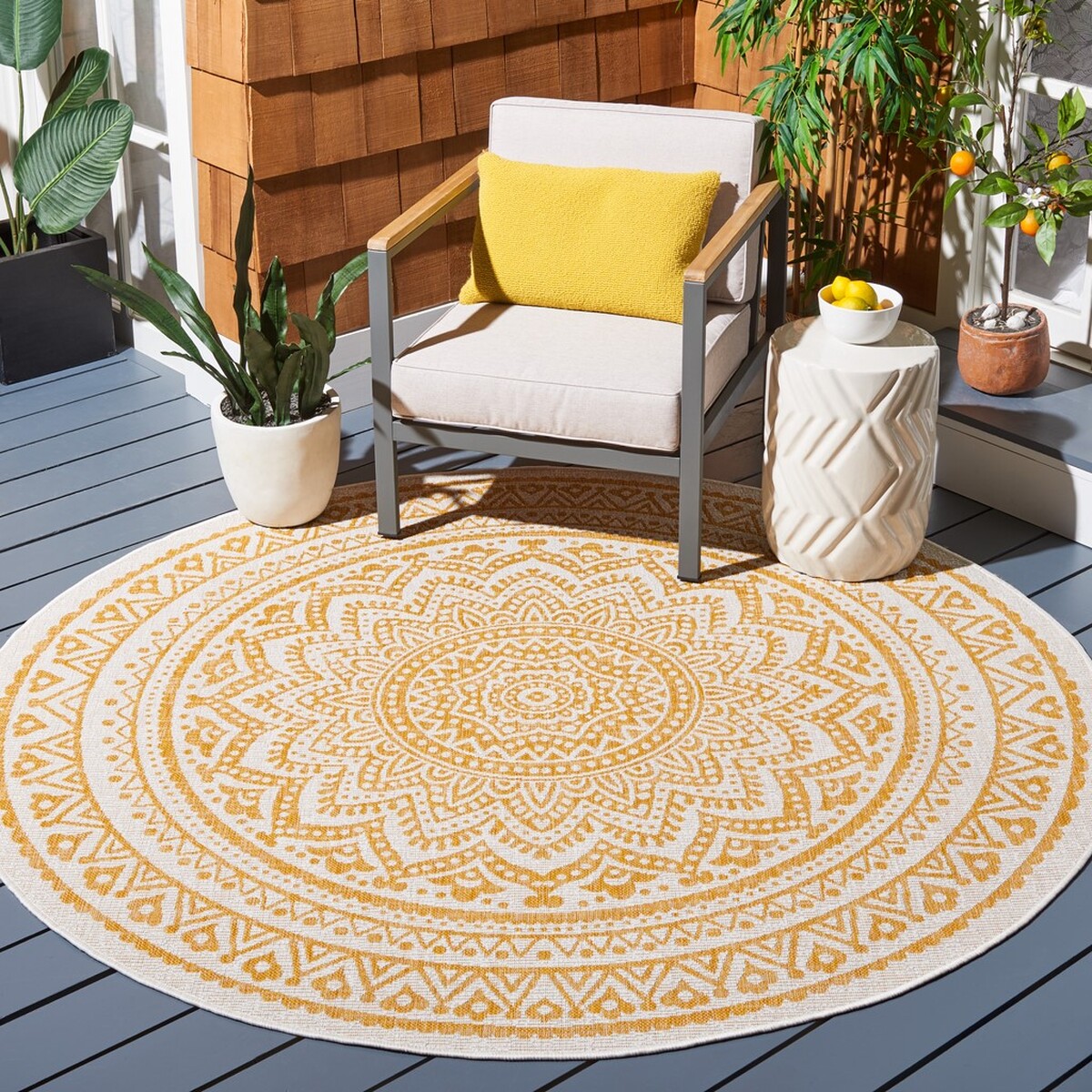  Safavieh Courtyard 8734 Indoor / Outdoor Rug - Light Beige / Terracotta - Bonton